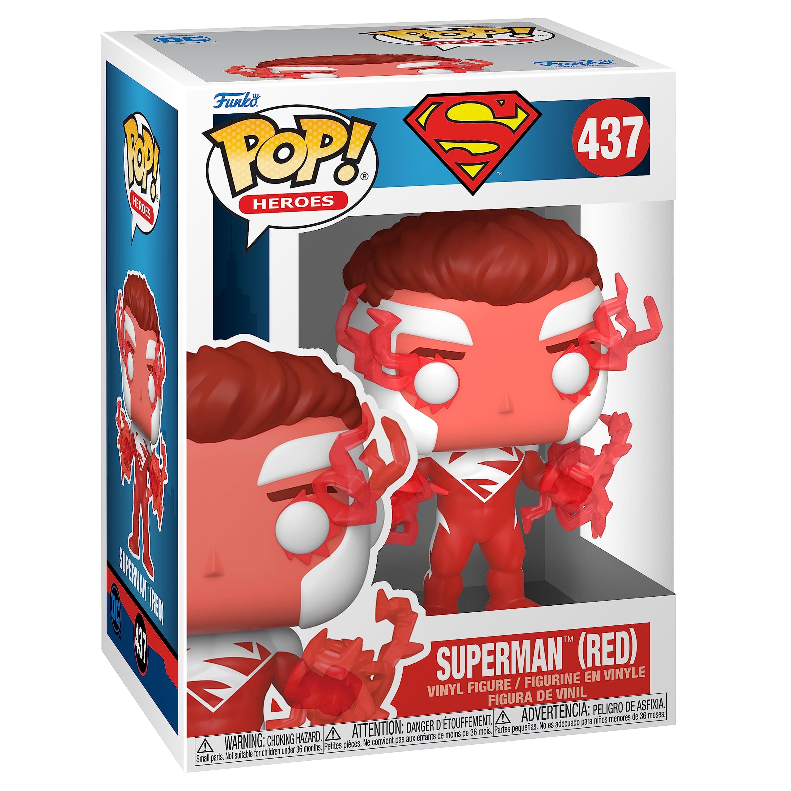 POP! Heroes: DC - Superman - (Red) - DC Comics - Amazon Exclusive - Collectable Vinyl Figure - Gift Idea - Official Merchandise - Toys for Kids & Adults - Comic Books Fans