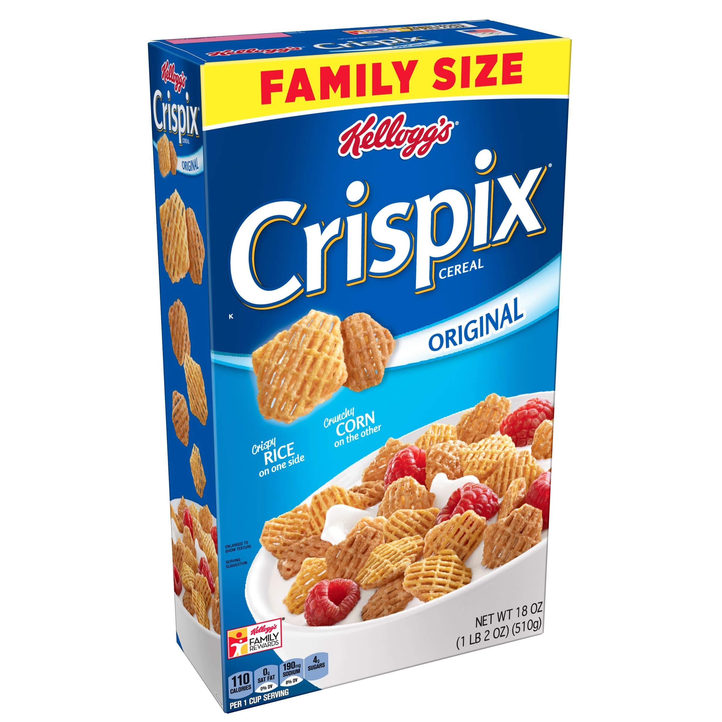 Kellogg's Crispix, Breakfast Cereal, Original, Low Saturated Fat, Bulk Size, 216 Ounces, (Pack of 12, 18 oz Boxes)