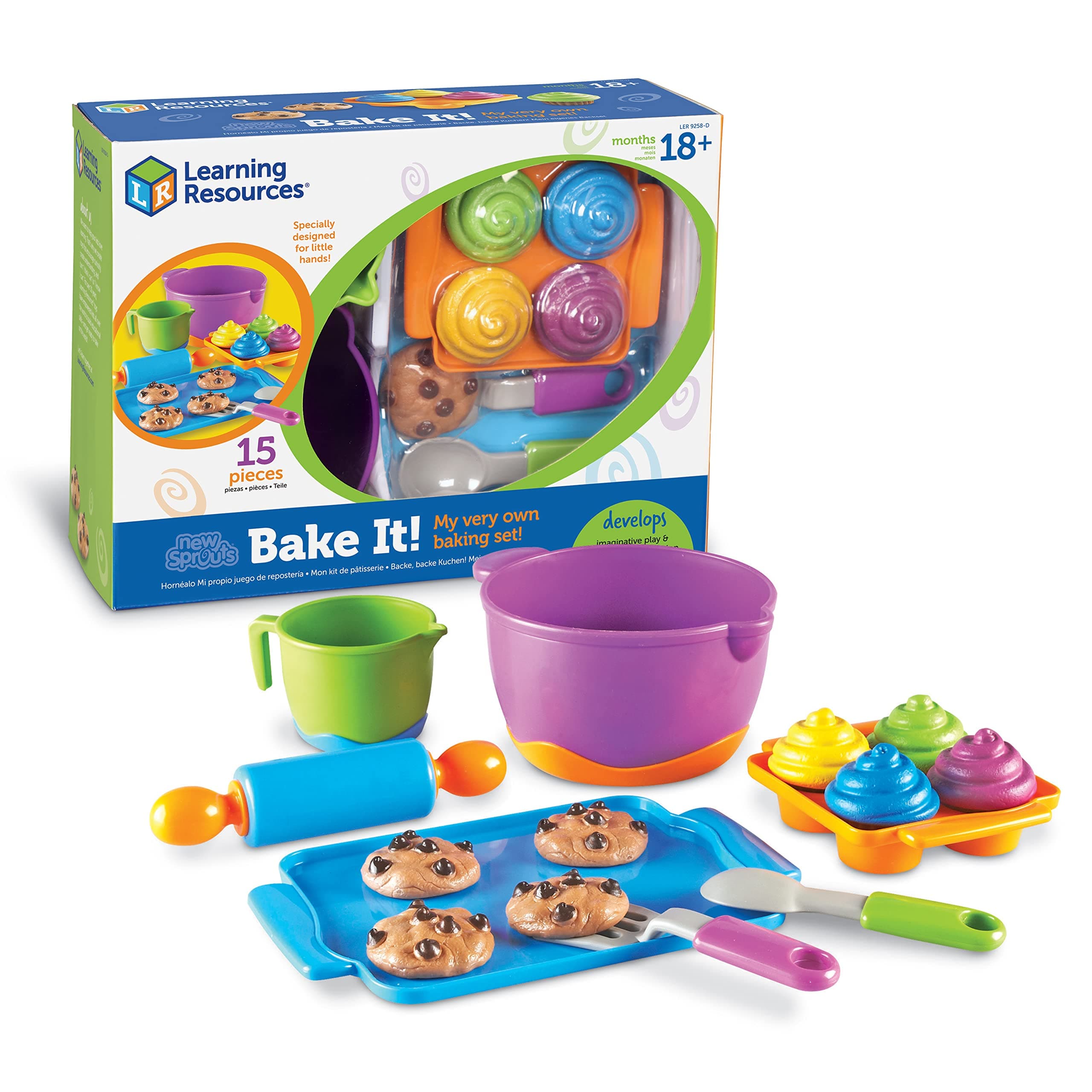 Learning Resources New Sprouts Bake It! 15 Pieces, Ages 18+ months Pretend Play Food for Toddlers, Toddler Toys, Baking Supplies for Kids