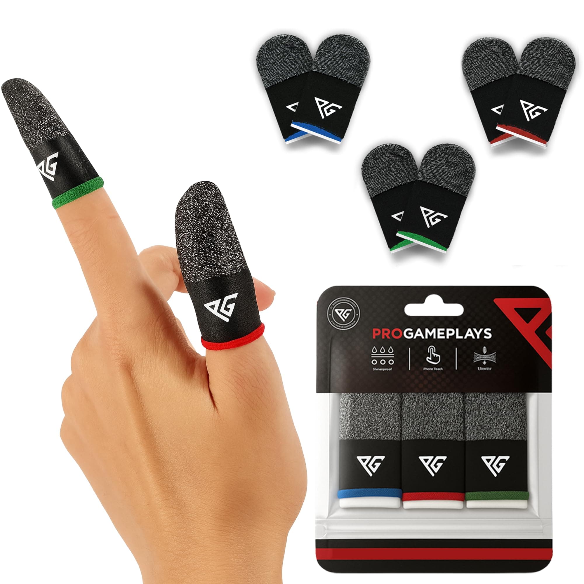 Finger Sleeves for Mobile Gaming, 3 Pairs Hybrid Carbon & Silver Fibre, Ultra Sensitive & Breathable 0.3 mm, Anti-Sweat, Anti-Dryness, Compatible with PUBG Mobile