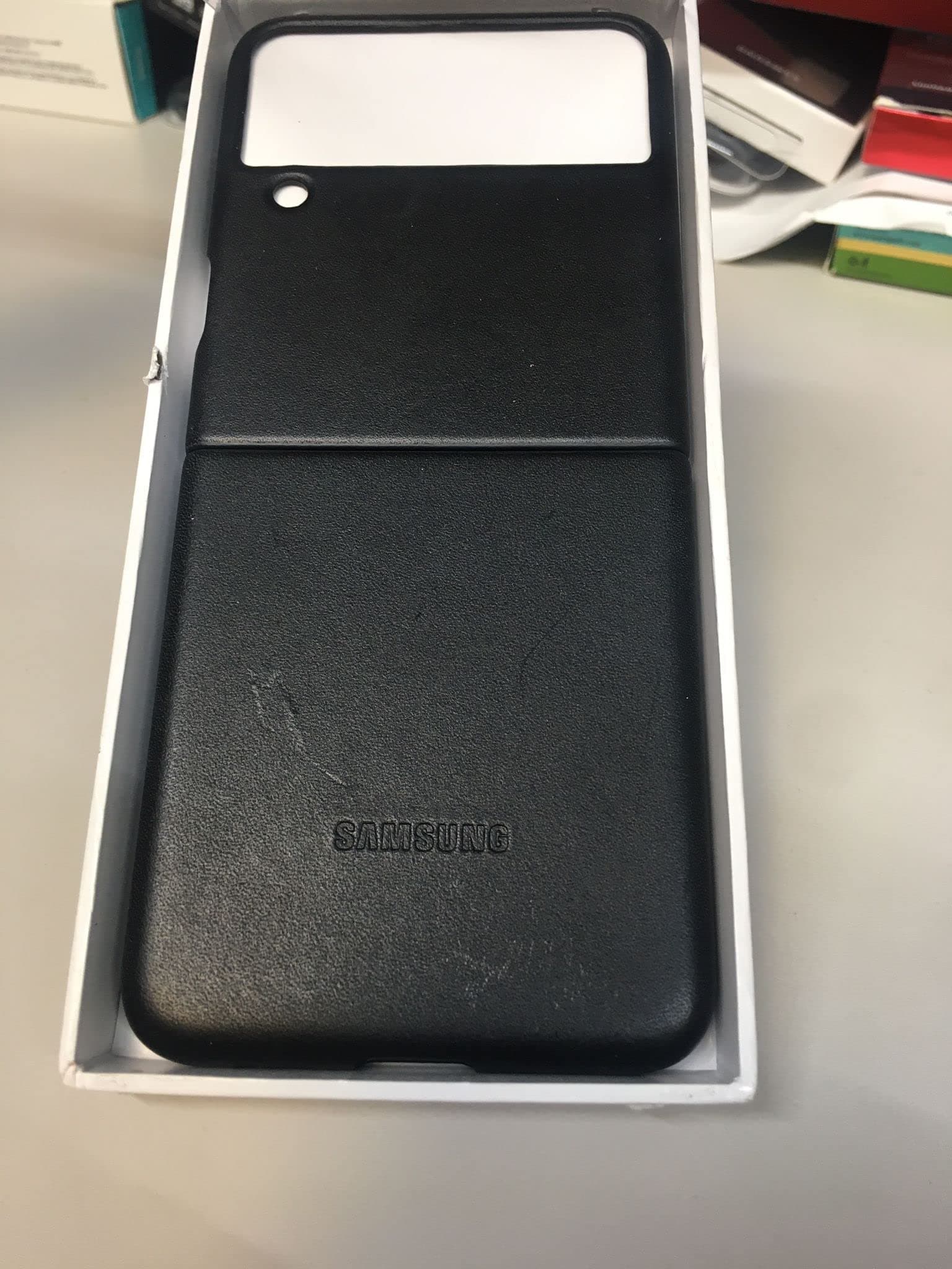 Samsung Electronics Galaxy Z Flip 3 Phone Case, Leather Protective Cover, Heavy Duty, Shockproof Smartphone Protector For Phone, Us Version, Black,Ef-Vf711Lbegus