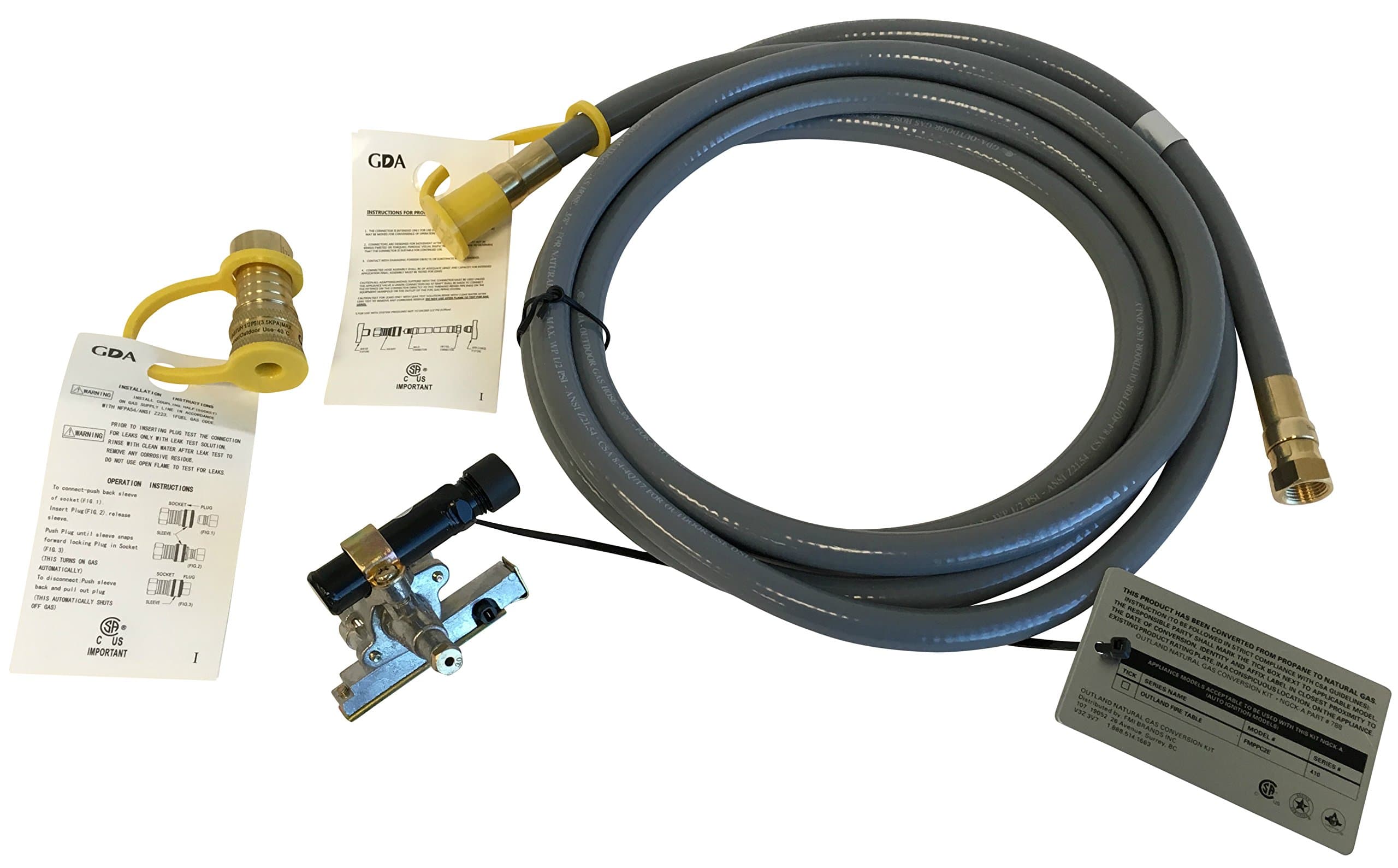 Outland Natural Gas Conversion Kits for Auto-Ignition Propane Fire Pit Tables, Complete 3 Piece Set – CSA Certified for Quick & Easy Conversion (787 NGCK for FMPPC2E & FMPPC2E-1 Series 401 Tables)