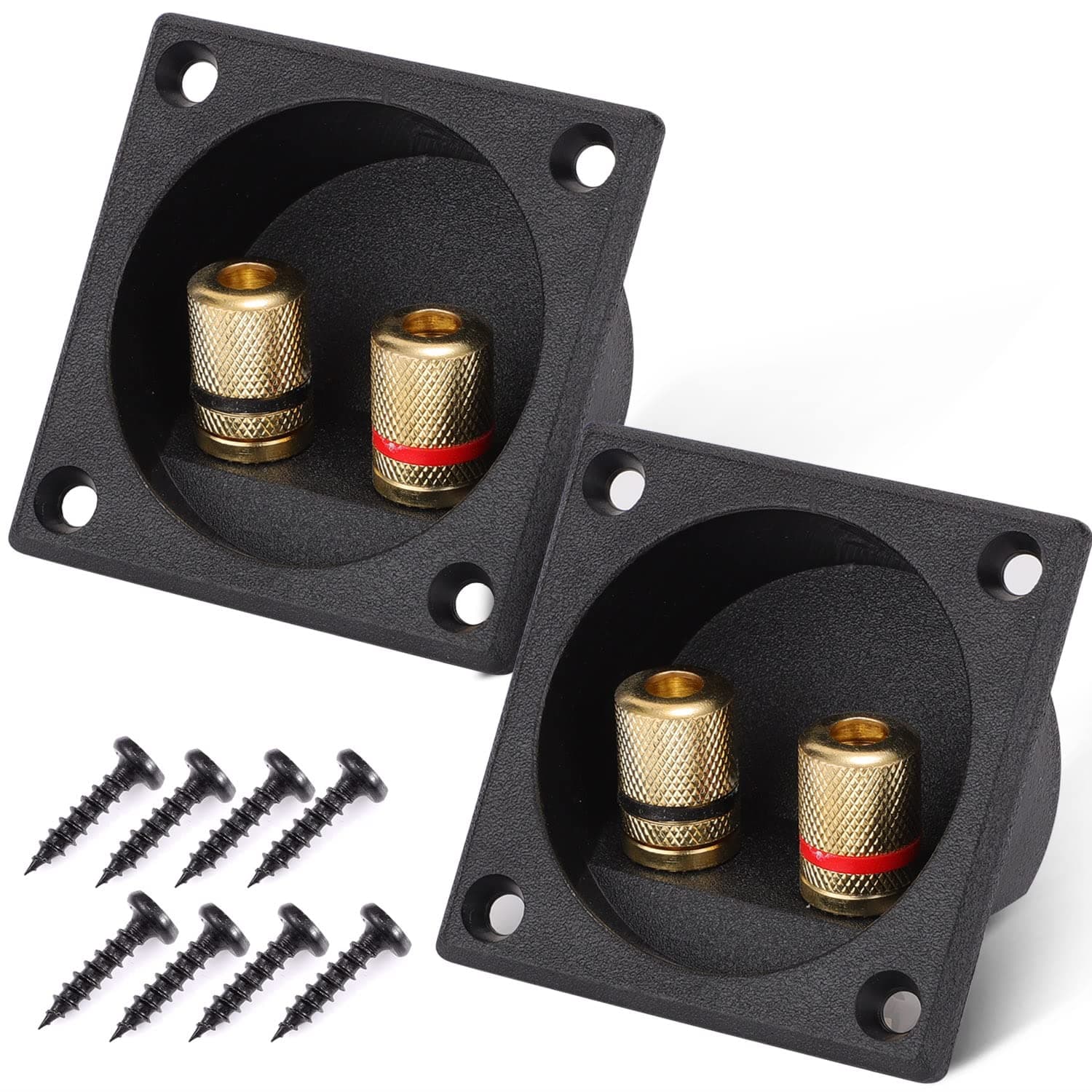 2 PCS 2 Way Speaker Box Terminal Binding Post Cup, 75mm DIY Home Car Stereo Screw Cup Connectors Subwoofer Plugs 50mm cutting size