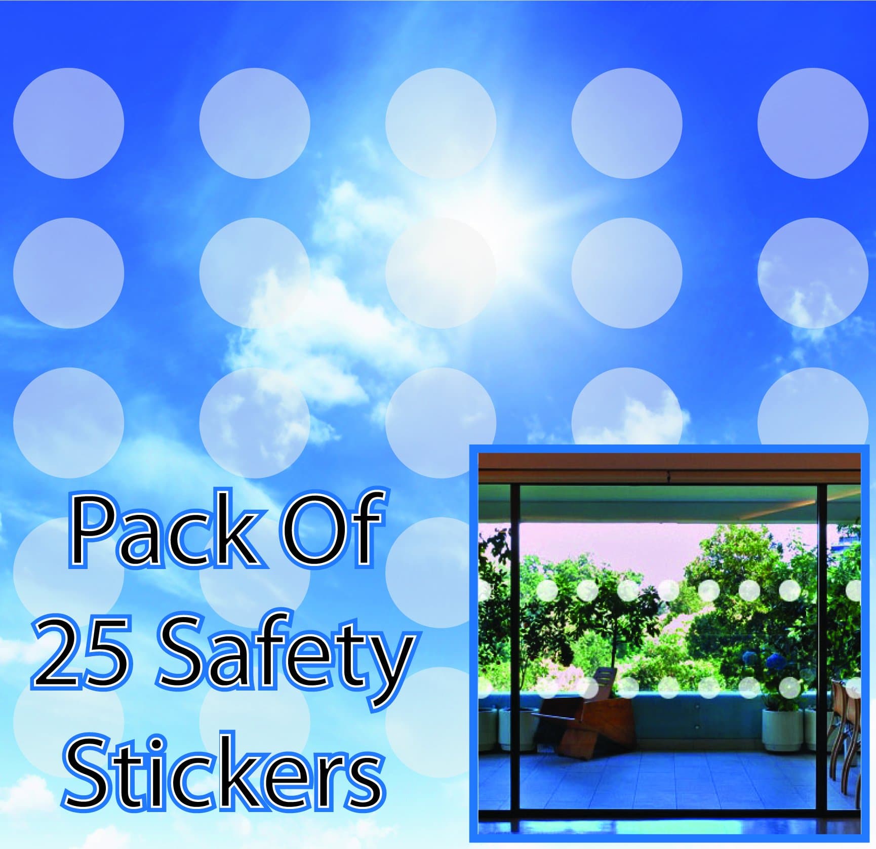 Circular Safety Stickers Decals for Glass Windows Etched Effect - Pack of 25
