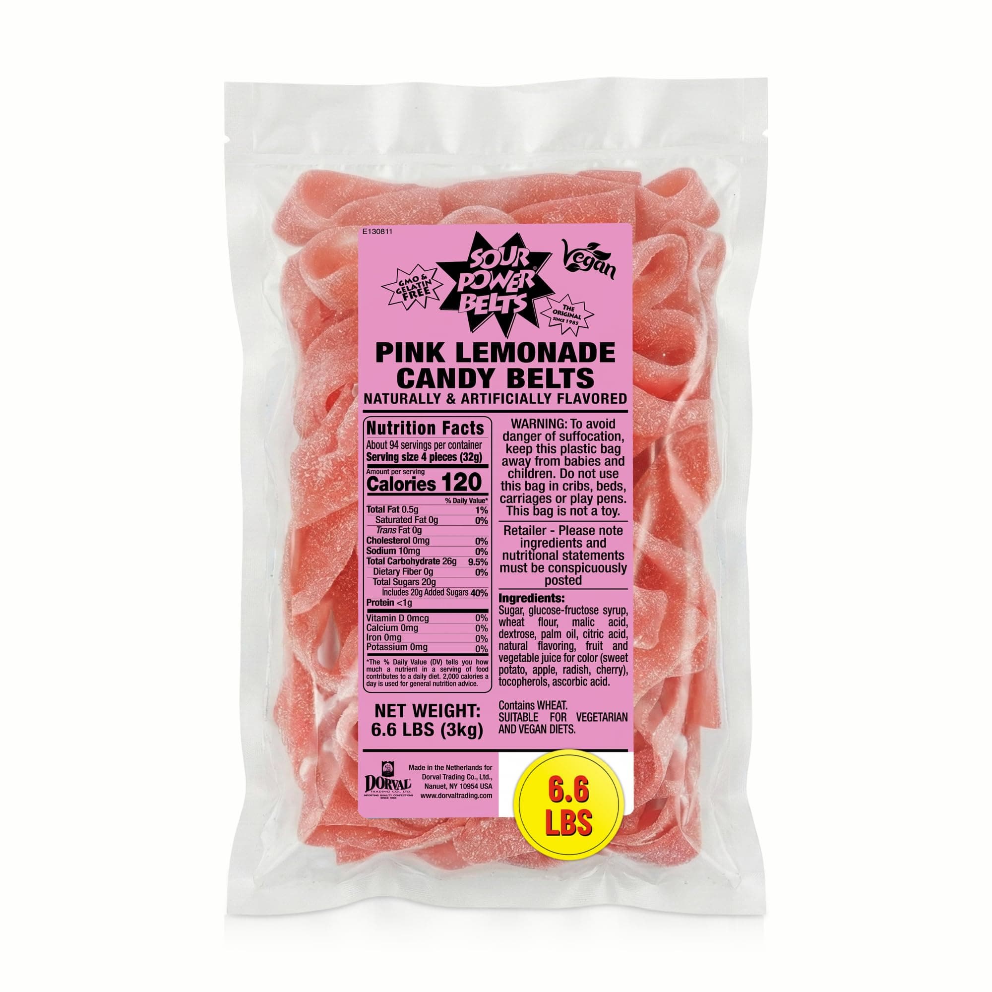 Premium Candy Belts, Pink Lemonade, 6.6 lb