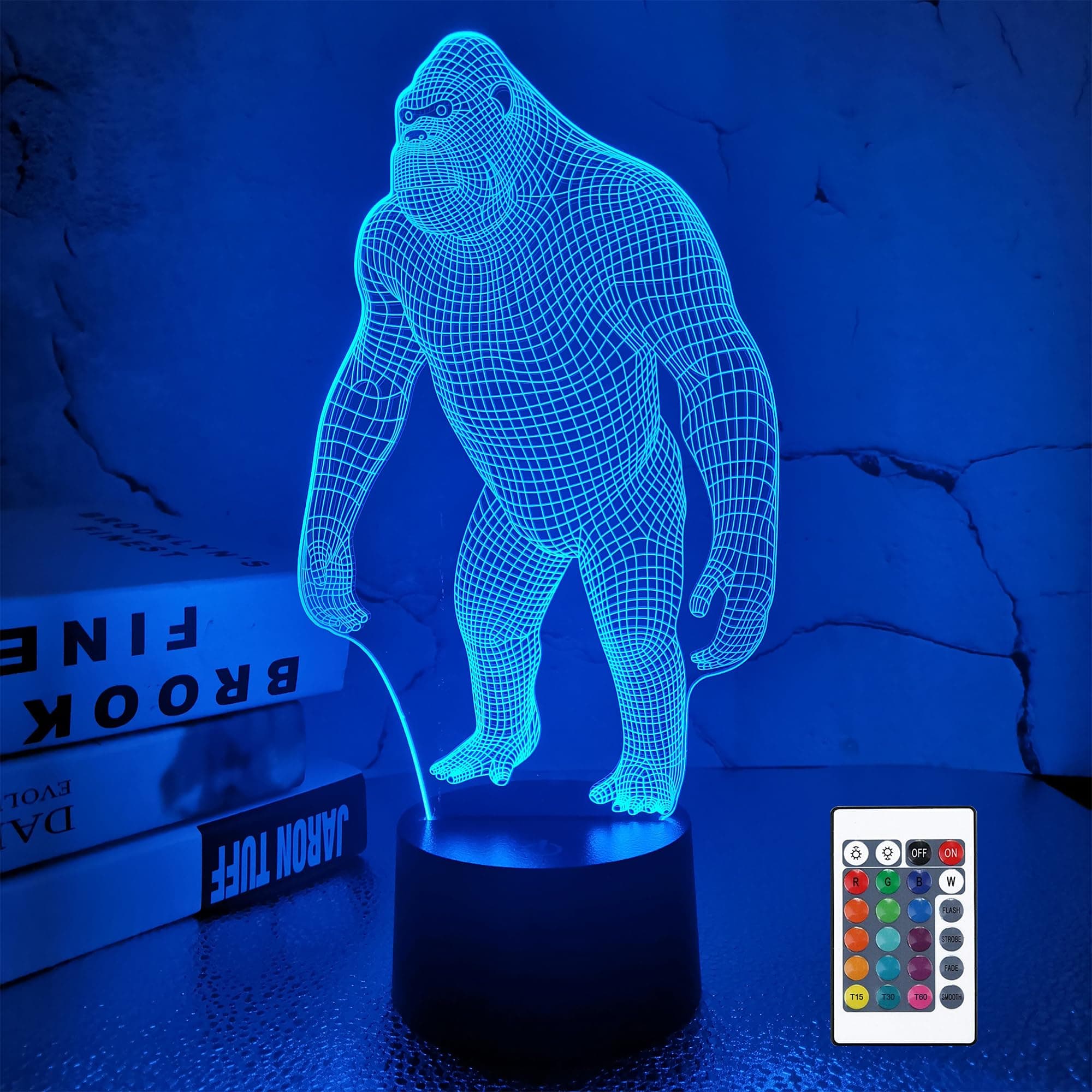 – 3D Night Light Monkey Gorilla LED Night Light Baby Nursery Monkey Lamp for Nursery Home Decor, Christmas Birthday Gifts, with 16 Colour Changes