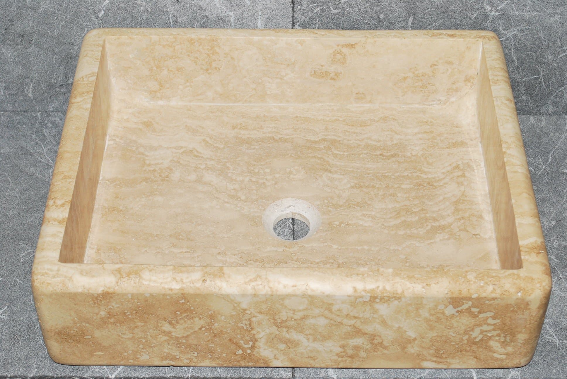 Classic Stone Vessel Rectangular Sink. Natural Stone Bathroom Vessel Sink. Rectangular Vessel Sink.