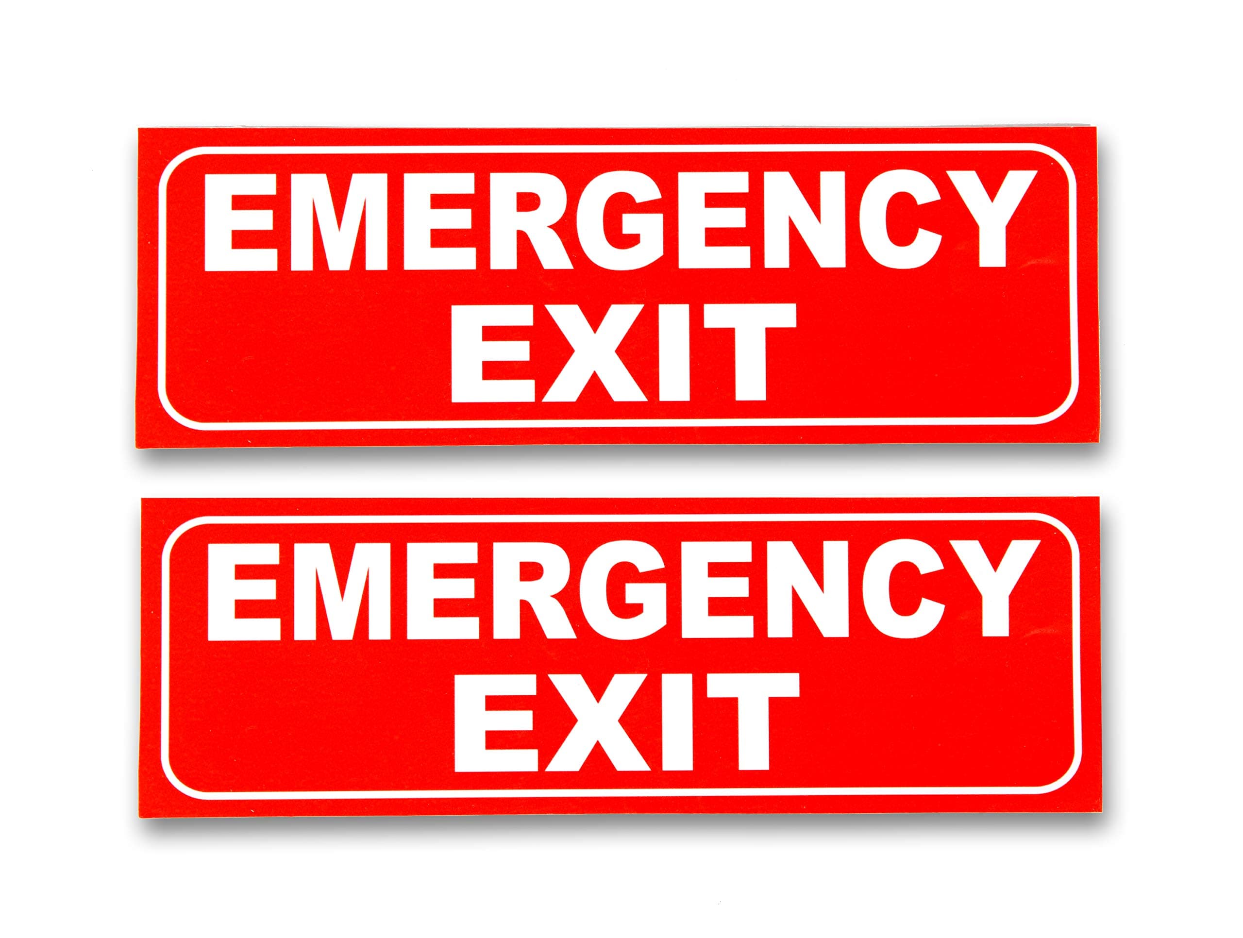 eSplanade Emergency Exit Sign Decal Sticker (Pack of 2) - Easy to Mount Weather Resistant Long Lasting Ink - 9" x 3" Inches