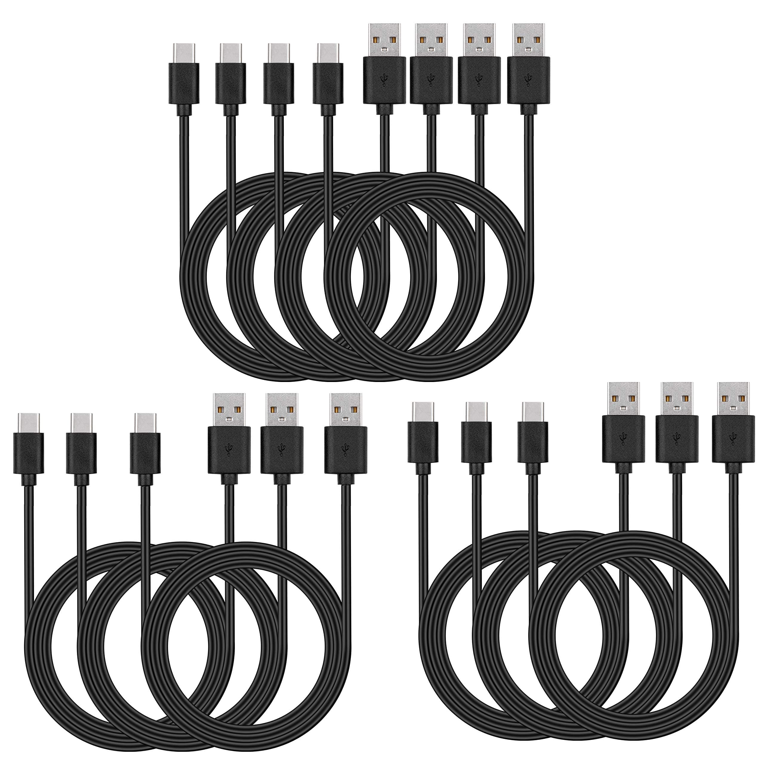 USB C Cable Bulk 10-Pack 3ft, Type C Phone Charger Lot Black