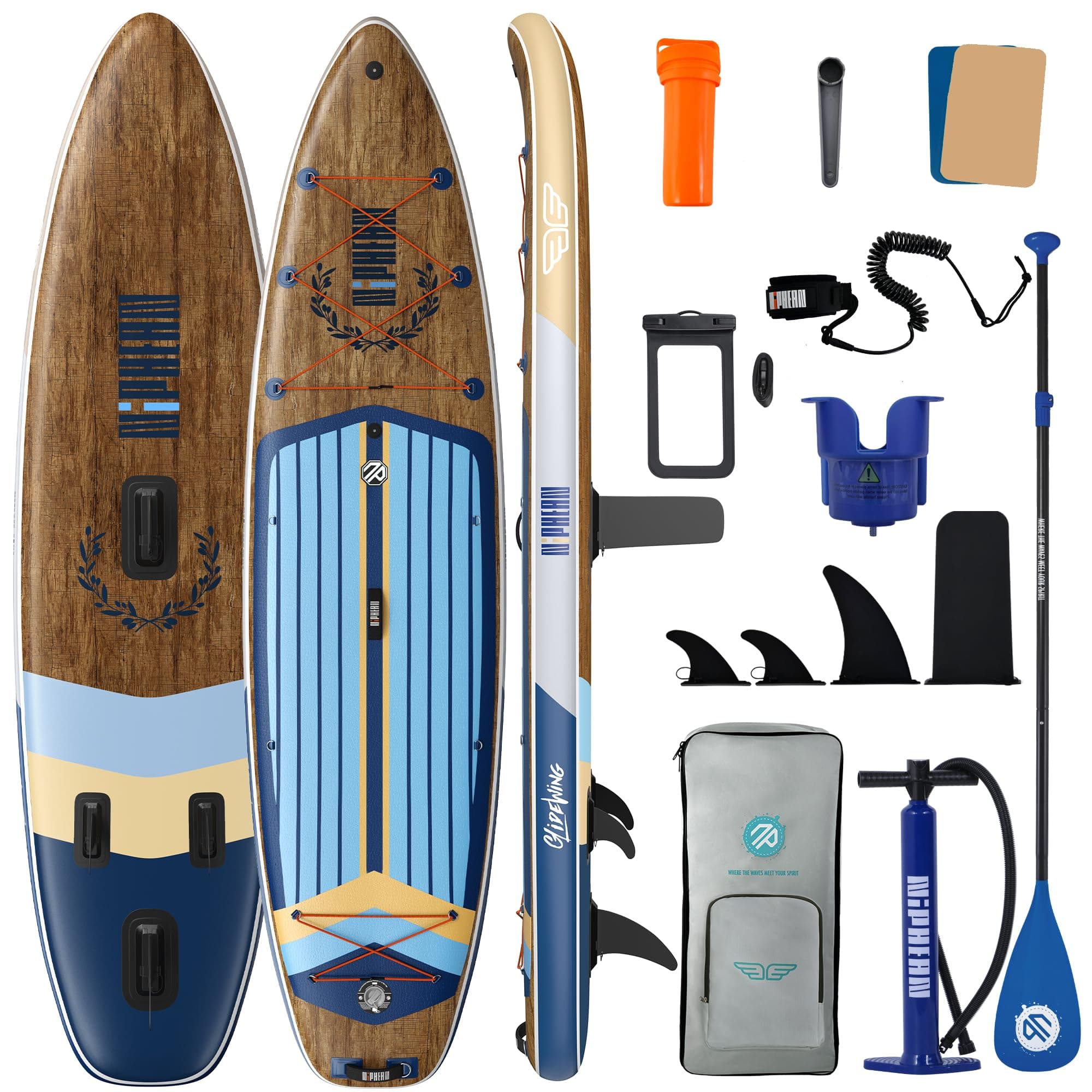 Niphean Inflatable Stand Up Paddle Board with Balanced Wing Design and Durable SUP Accessories, 11’ Stable Inflatable Paddle Boards for Adults & Youth of All Skill Levels