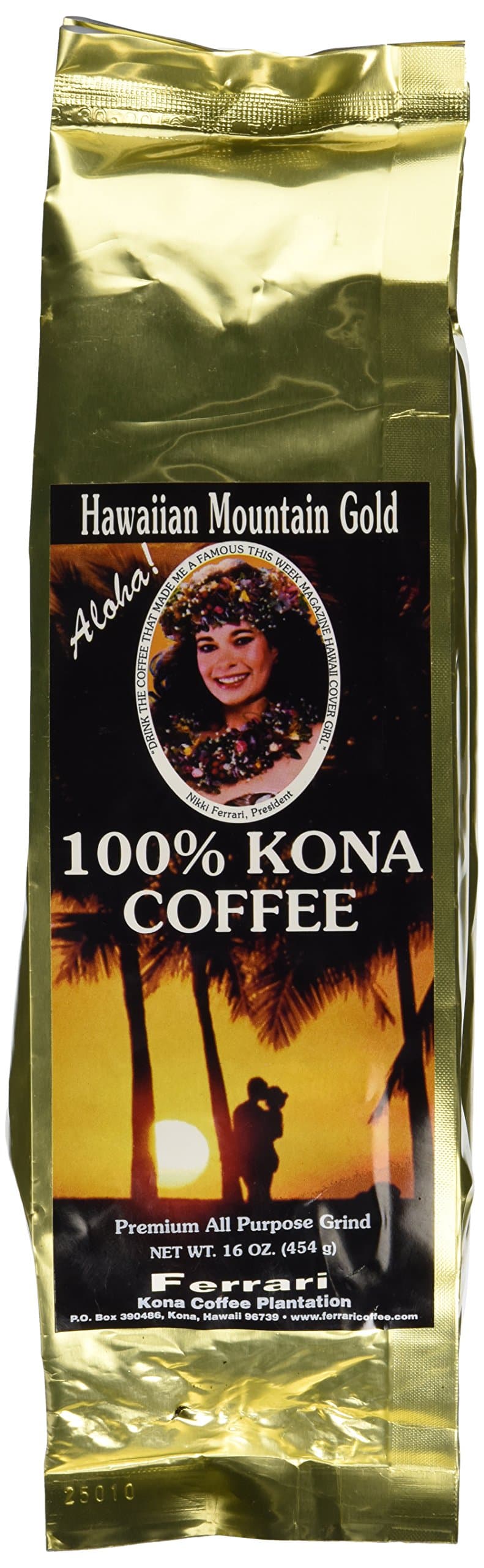 100% Kona Coffee, Medium Roast, Ground, 1 lb.