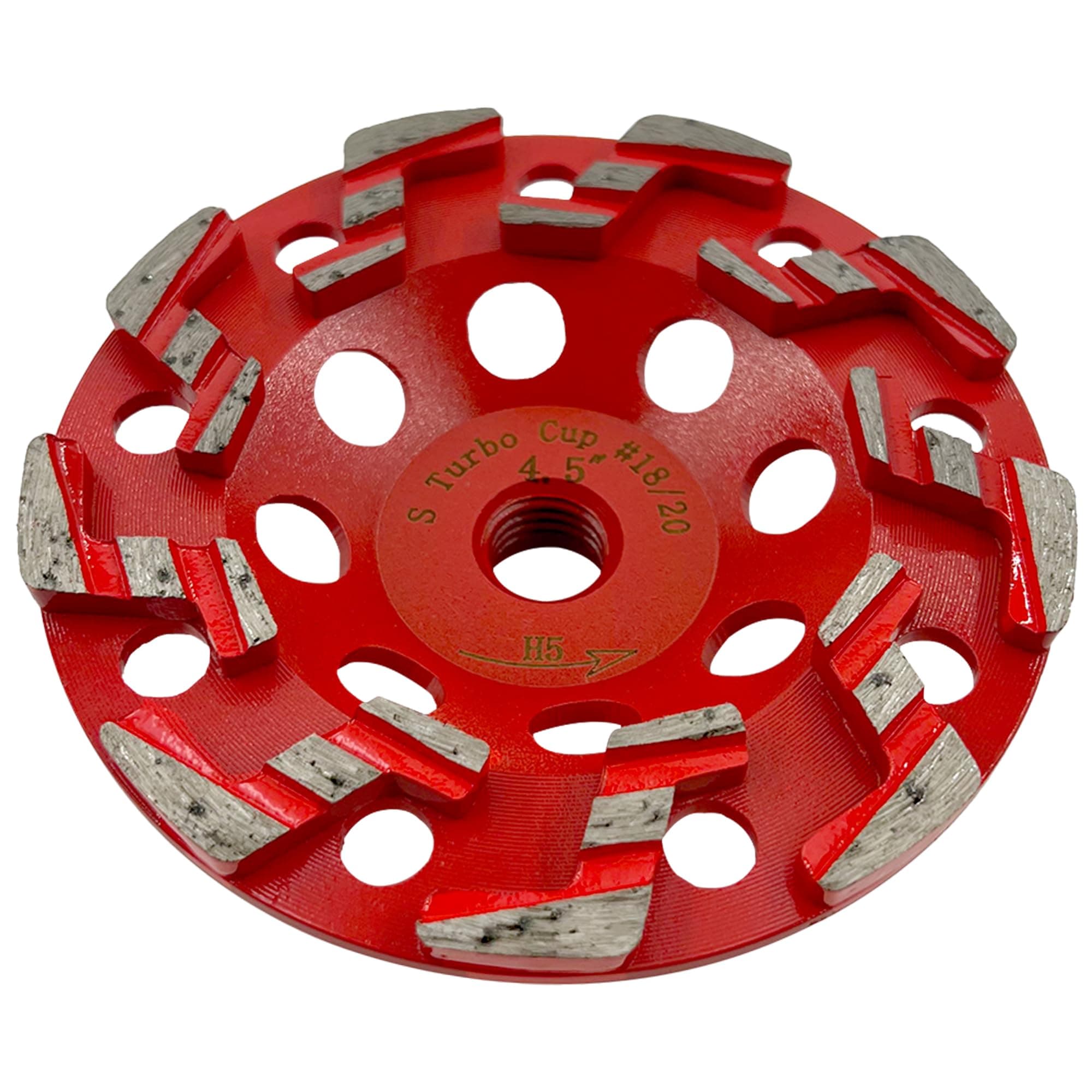 4.5" High Performance Diamond Grinding Wheels for Aggressive Concrete, Paint, Epoxy, Mastic, Coating Removal, #18/20 Grit, S Segments, 5/8"-11 Arbor