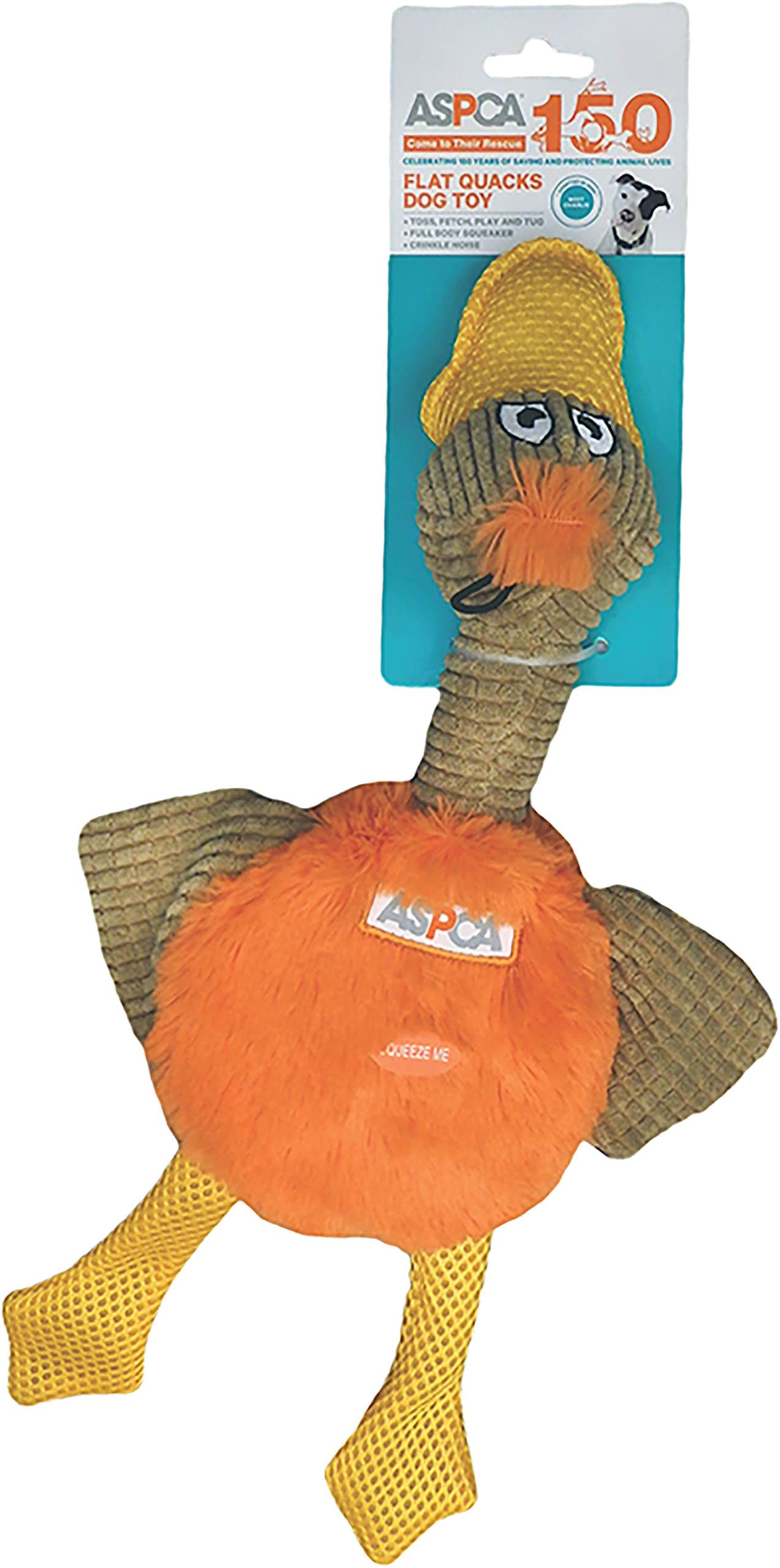 Bow Wow Pet ASPCA Flat Quacks Dog Toy-Orange