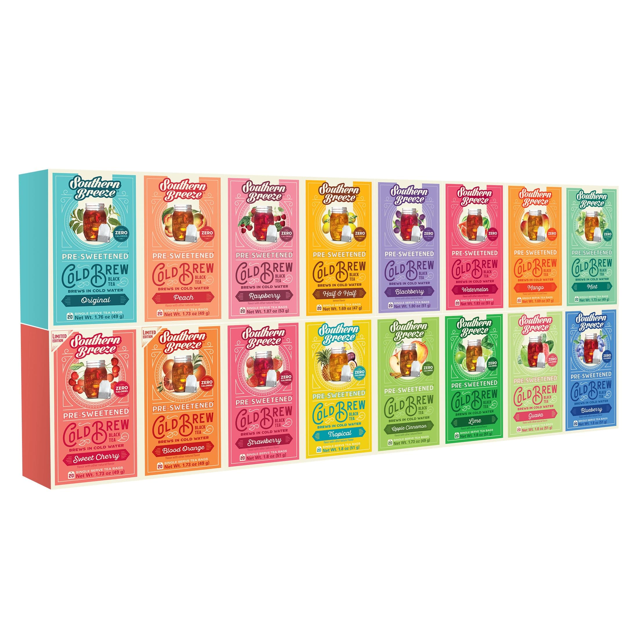 Cold Brew Sweet Tea BUILD YOUR OWN BUNDLE Choose four or More Flavors Iced Tea with Black Tea 20 Tea Bags (Minimum 4 Selections & Maximum 12 Selections)