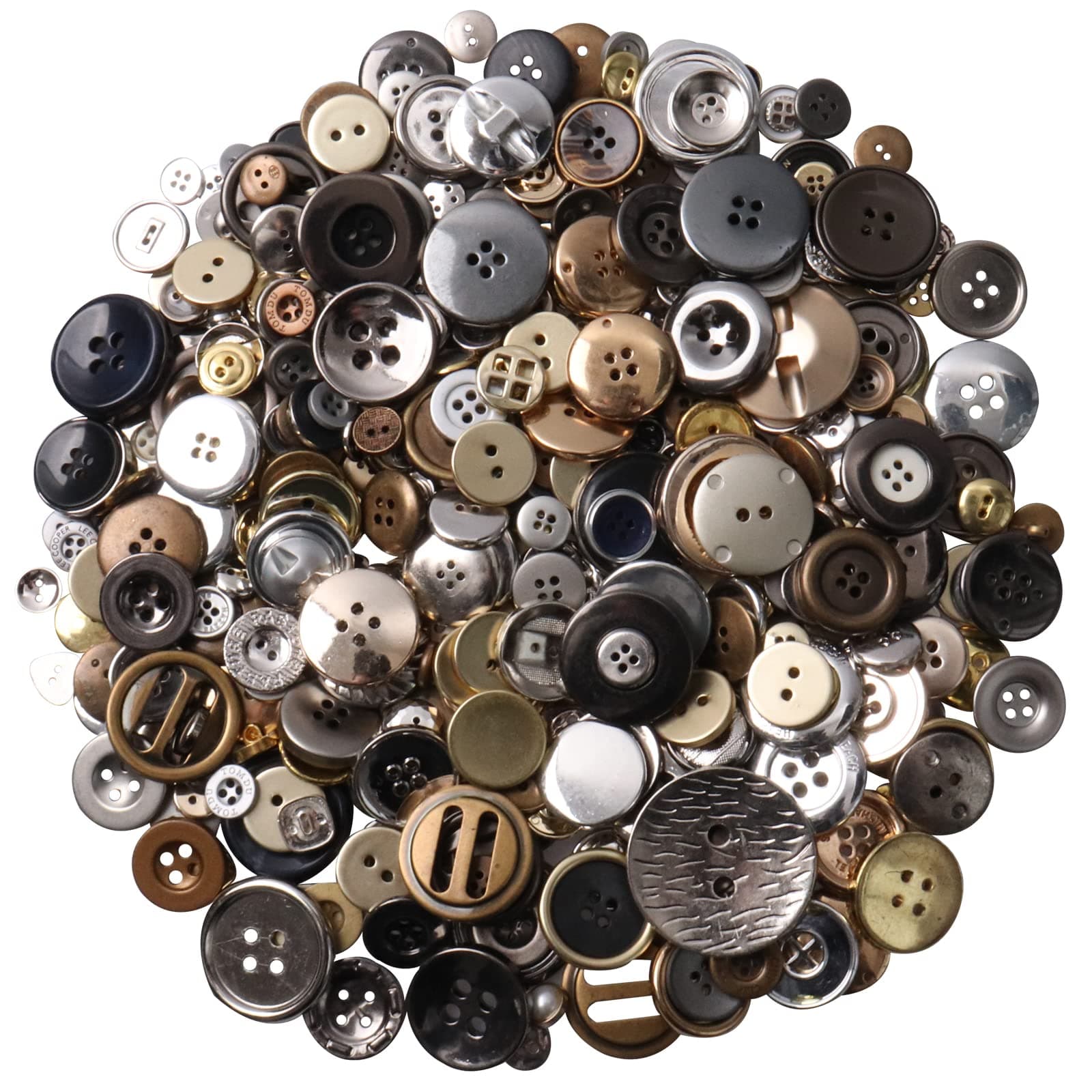 650 Pcs Round Resin Buttons - Assorted 2 & 4 Hole Buttons for Sewing, Crafts & DIY Projects (Metallic)