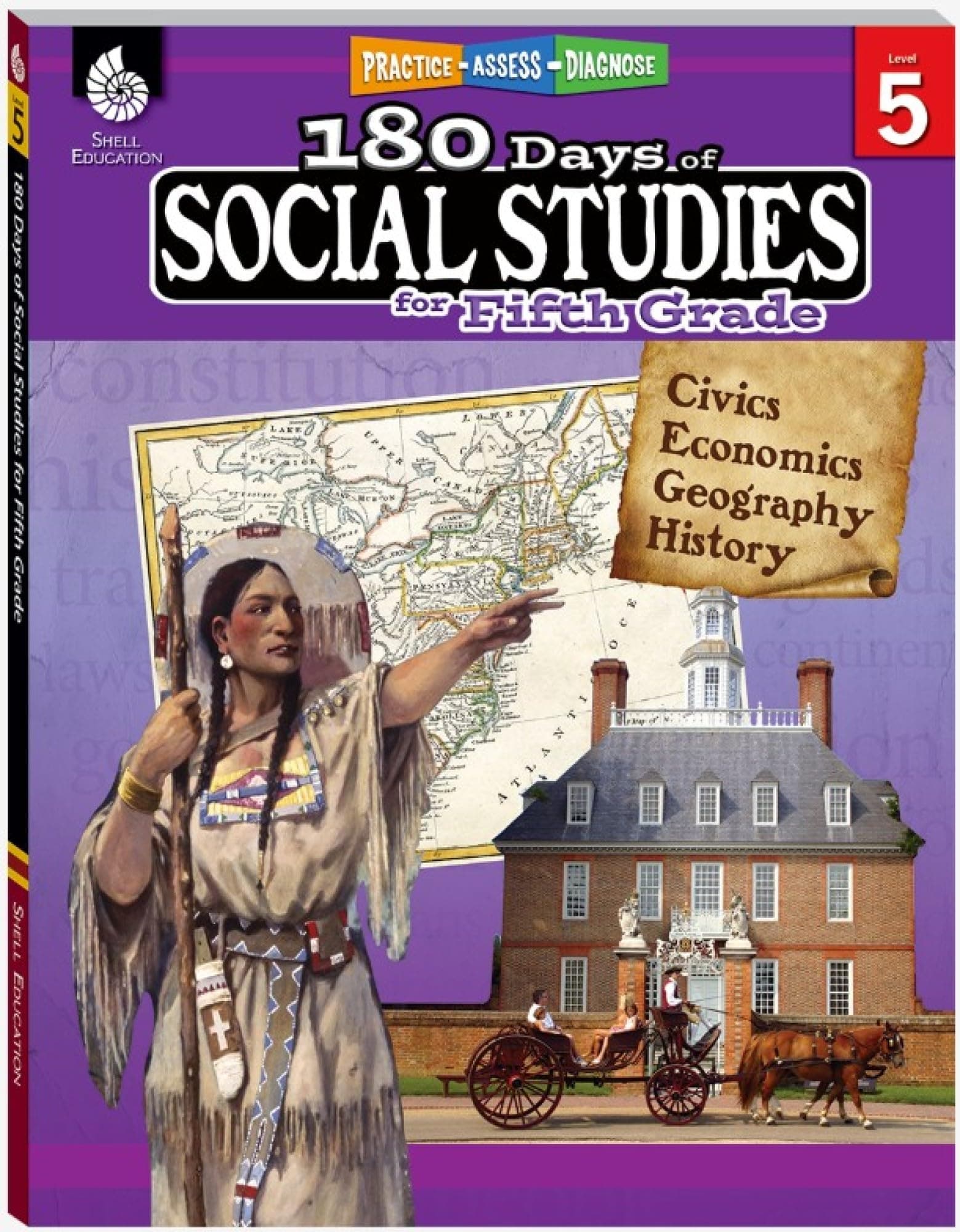 180 Days™: Social Studies, Civics for 5th Grade Practice Workbook for Classroom and Home, Cool and Fun Practice Created by Teachers