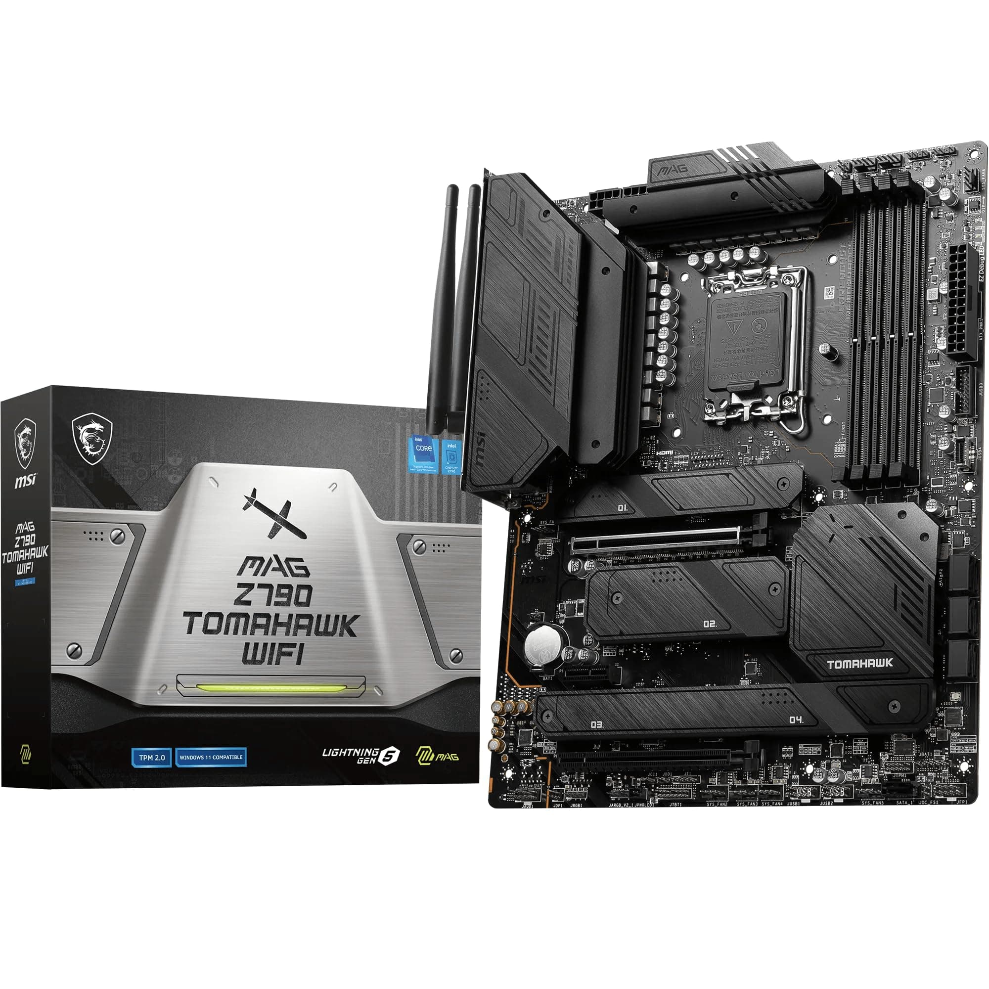 MSI MAG Z790 TOMAHAWK WIFI Motherboard, ATX - Supports Intel 14th, 13th & 12th Gen Core Processors, LGA 1700-90A SPS VRM, DDR5 Memory Boost 7200+MHz/OC, PCIe 5.0 & 4.0 x16, 4 x M.2 Gen4, Wi-Fi 6E
