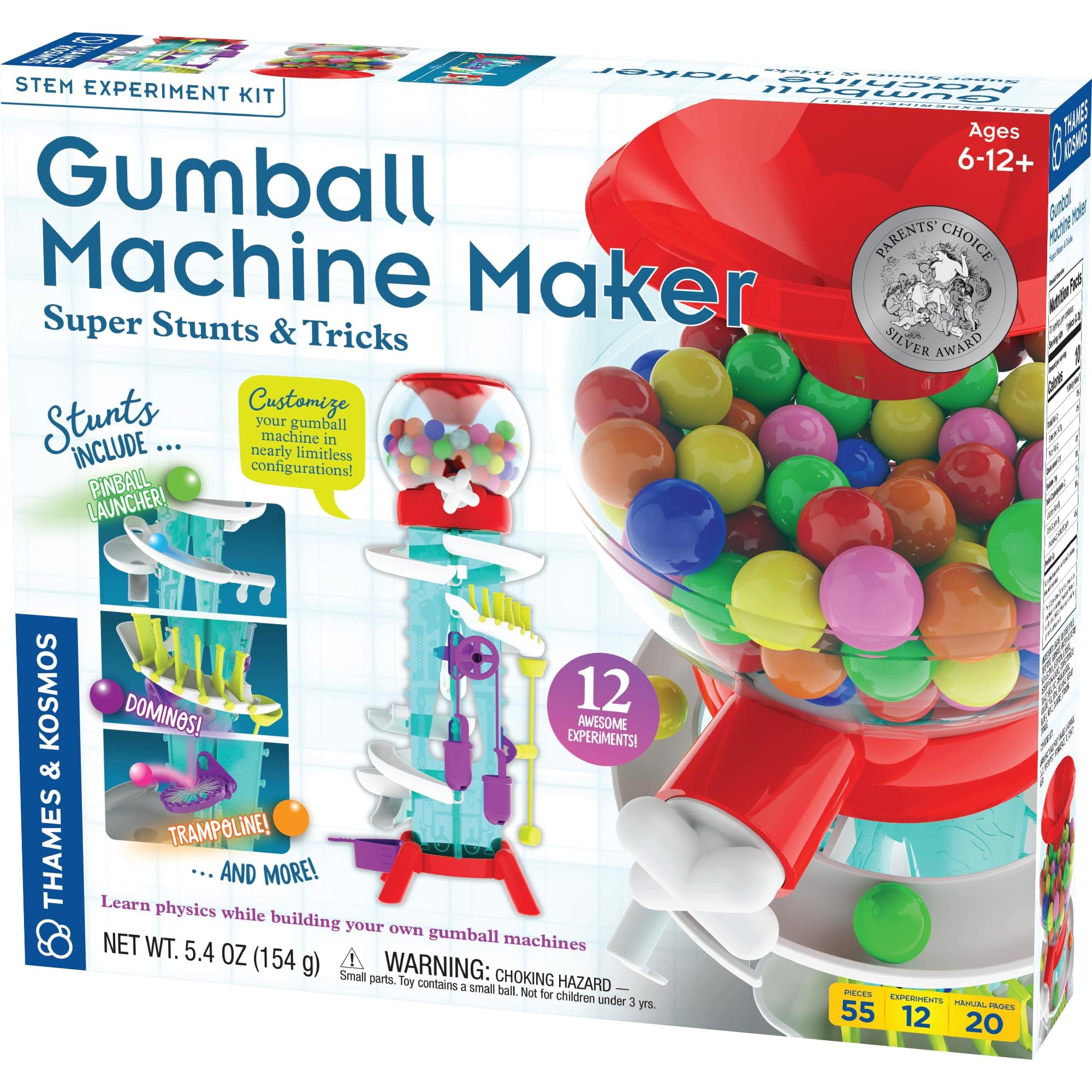 Thames & Kosmos Gumball Machine Maker Lab - Super Stunts & Tricks | Build Your Own Gumball Machines with Lessons in Physics & Engineering | 12 Experiments | Includes Delicious Gumballs | Award Winner