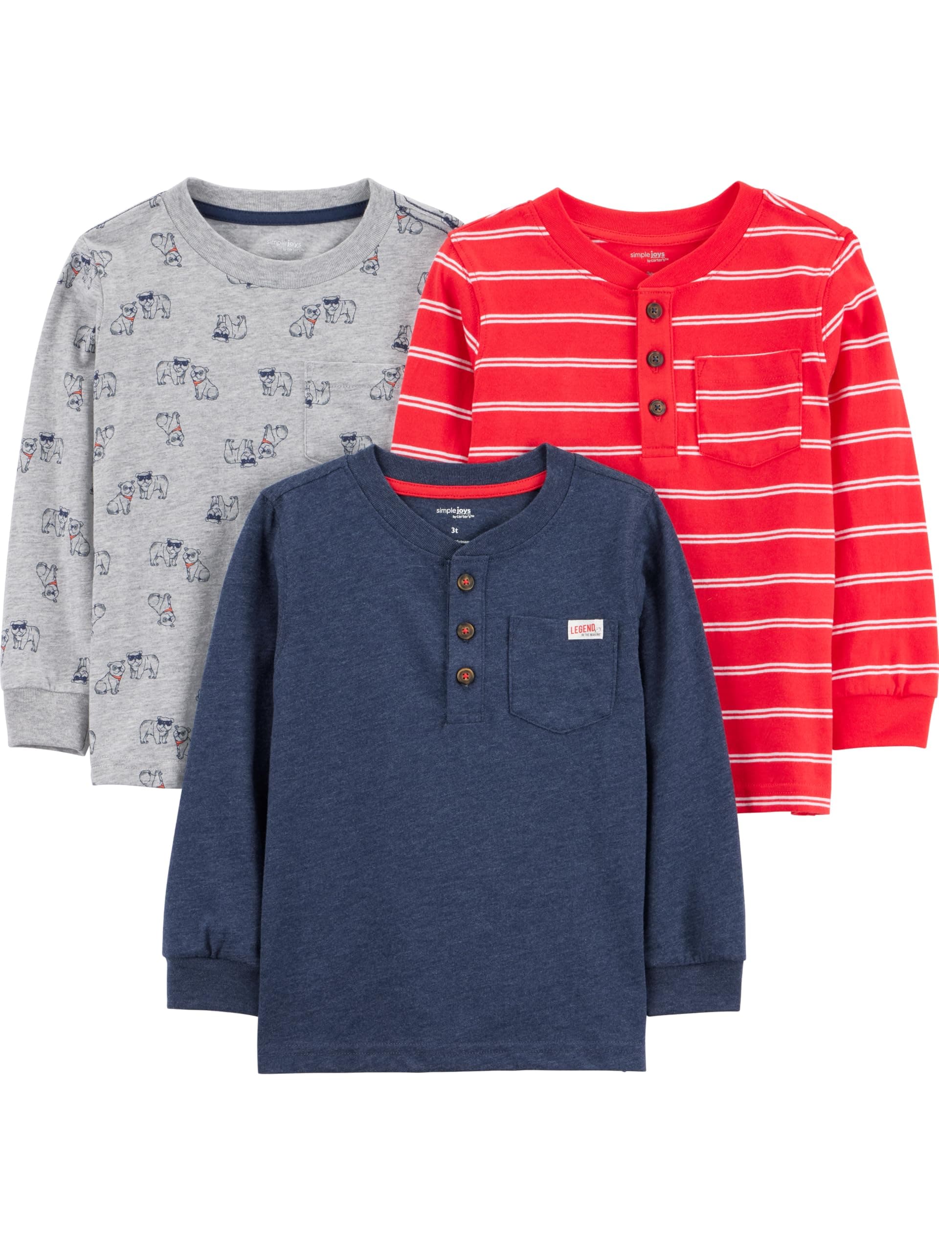 Simple Joys by Carter's Boys' 3-Pack Long Sleeve Shirts