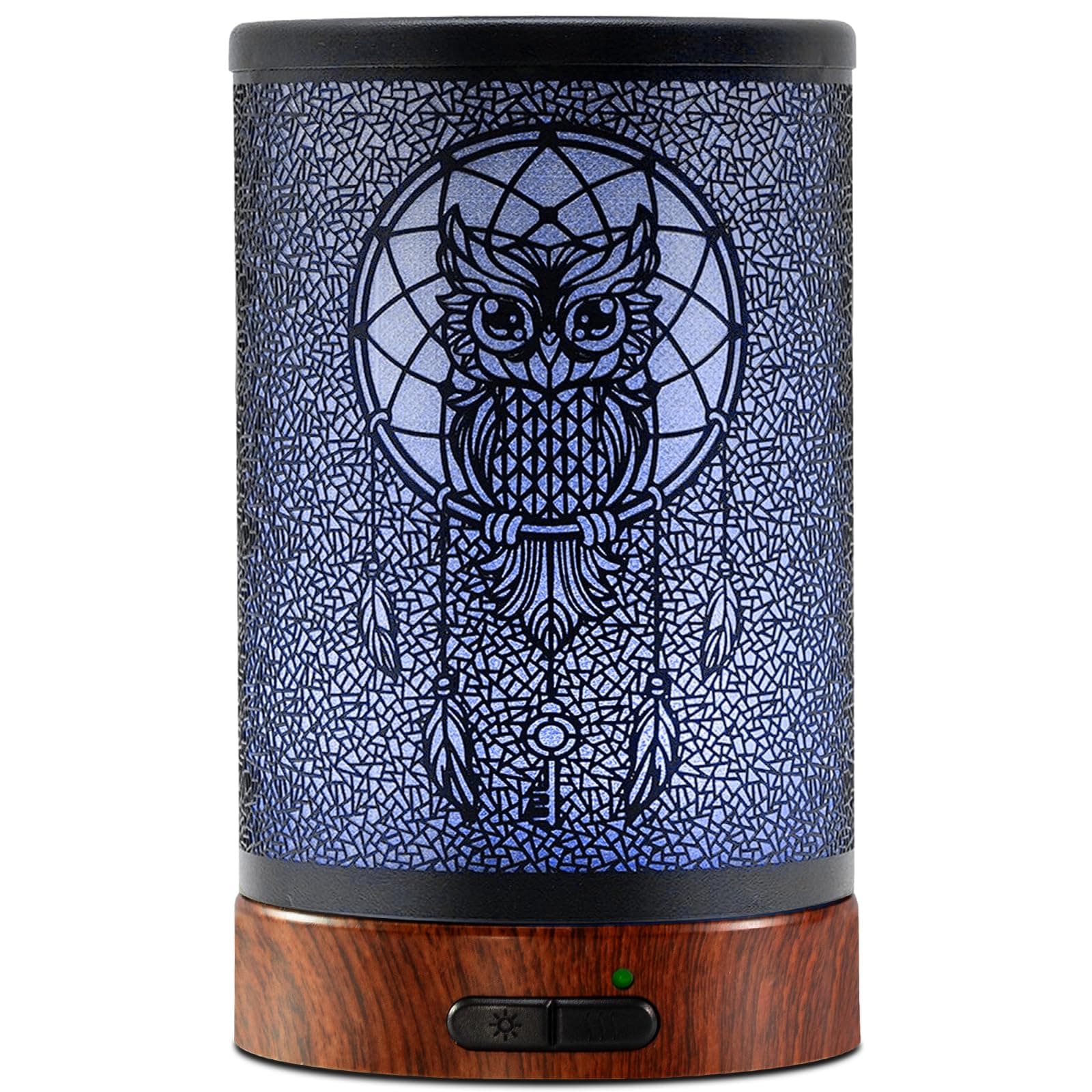 EQUSUPRO (Owl) - Ultrasonic Cool Mist Aromatherapy Diffuser Atomiser 100ml Metal Aroma Essential Oil Humidifier with Waterless Auto Shut-Off Protection,7 Colours Changed LED for Home Office SPA (Owl)