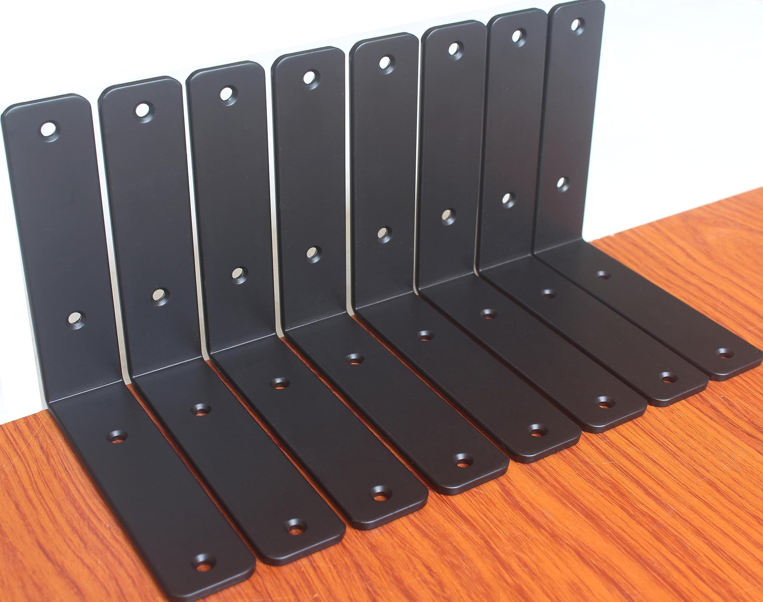 8 Pack - L 6" x H 6" x W1.5, 5mm Thick Black L Shelf Bracket, Iron Shelf Brackets, Metal Shelf Brackets, Floating Shelf, Shelf Supports with Screws