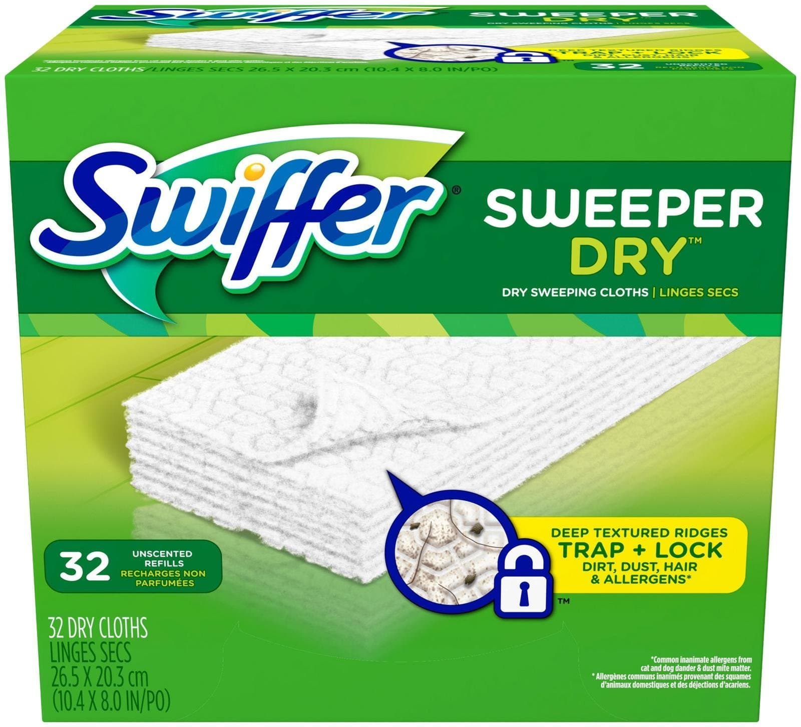 Swiffer Sweeper Dry Sweeping Cloths, Refills, Unscented, 32 ct.