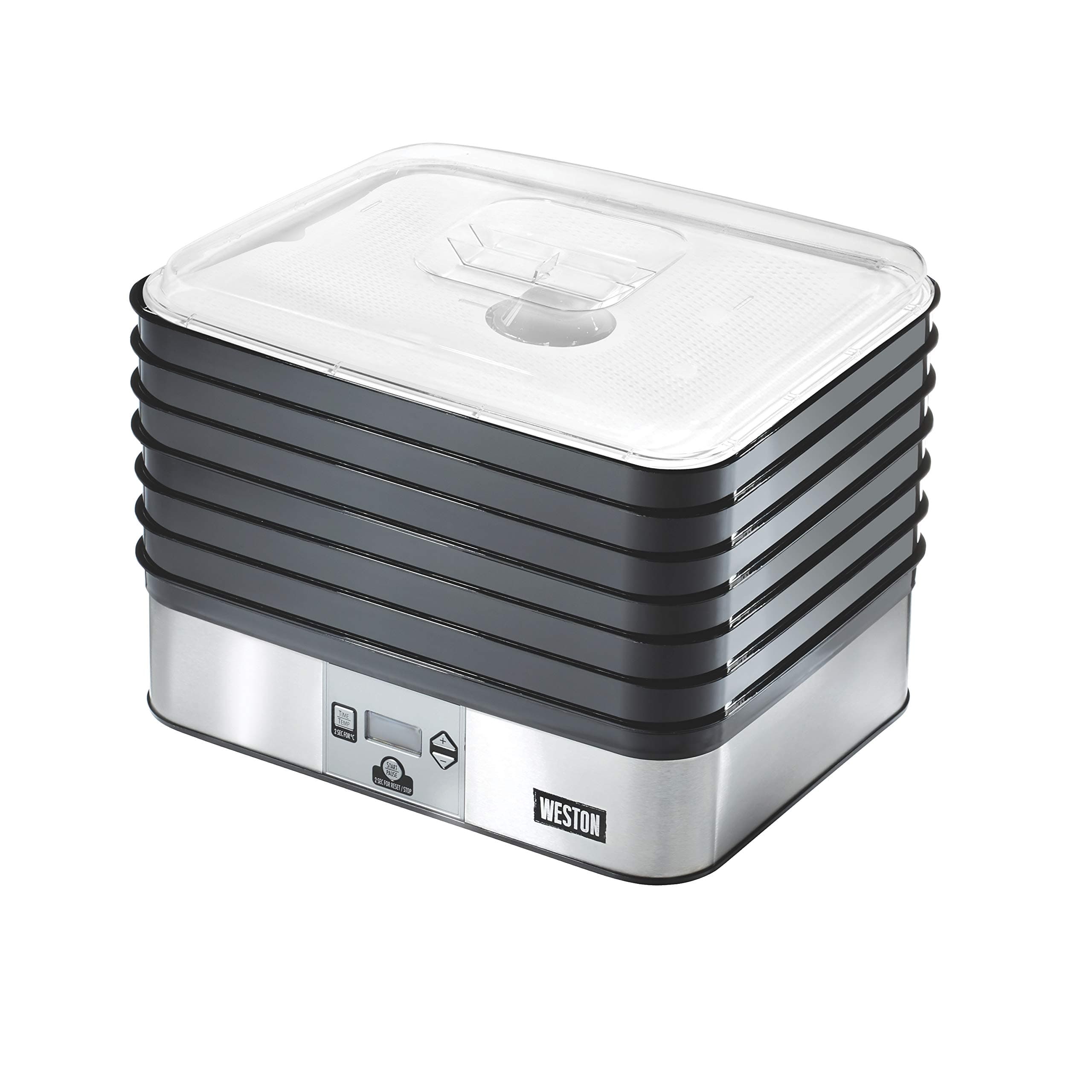 WestonFood Dehydrator Machine for Jerky, Fruit, Meat, Herbs, Vegetables, with Digital Temperature Control (100-160F), 6 Stackable Trays (7.4 sq. ft.), White (75-0450-W)