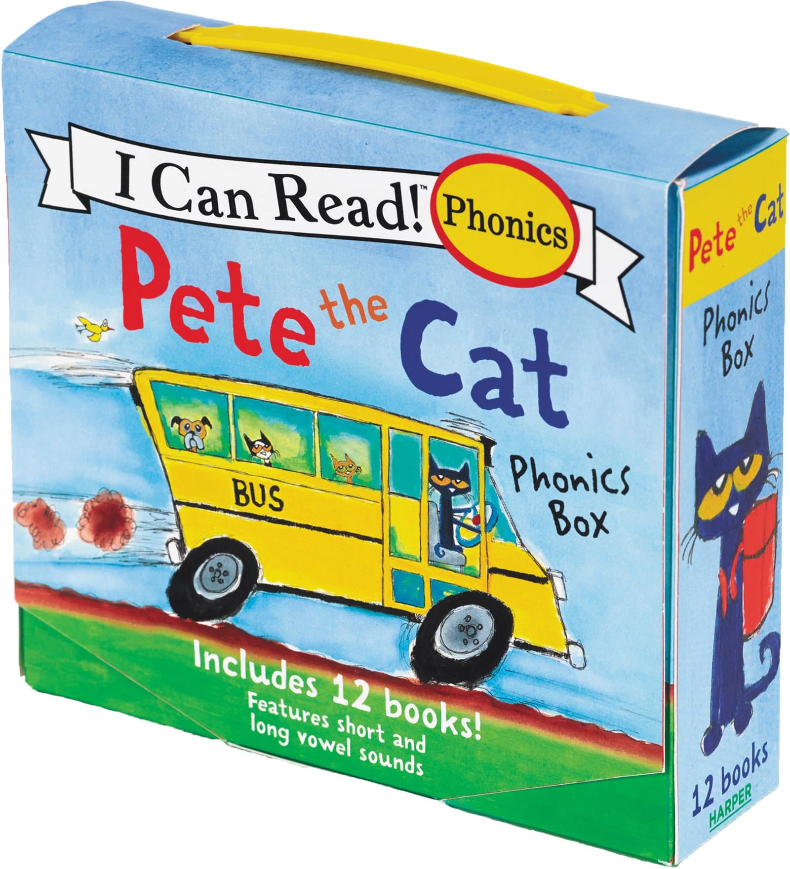 Pete the Cat 12-Book Phonics Fun!: A Box of 12 Mini-Books Featuring Short and Long Vowel Sounds – Expert-Reviewed Beginning Readers for Kids (Ages 3-6) (I Can Read Phonics Fun)