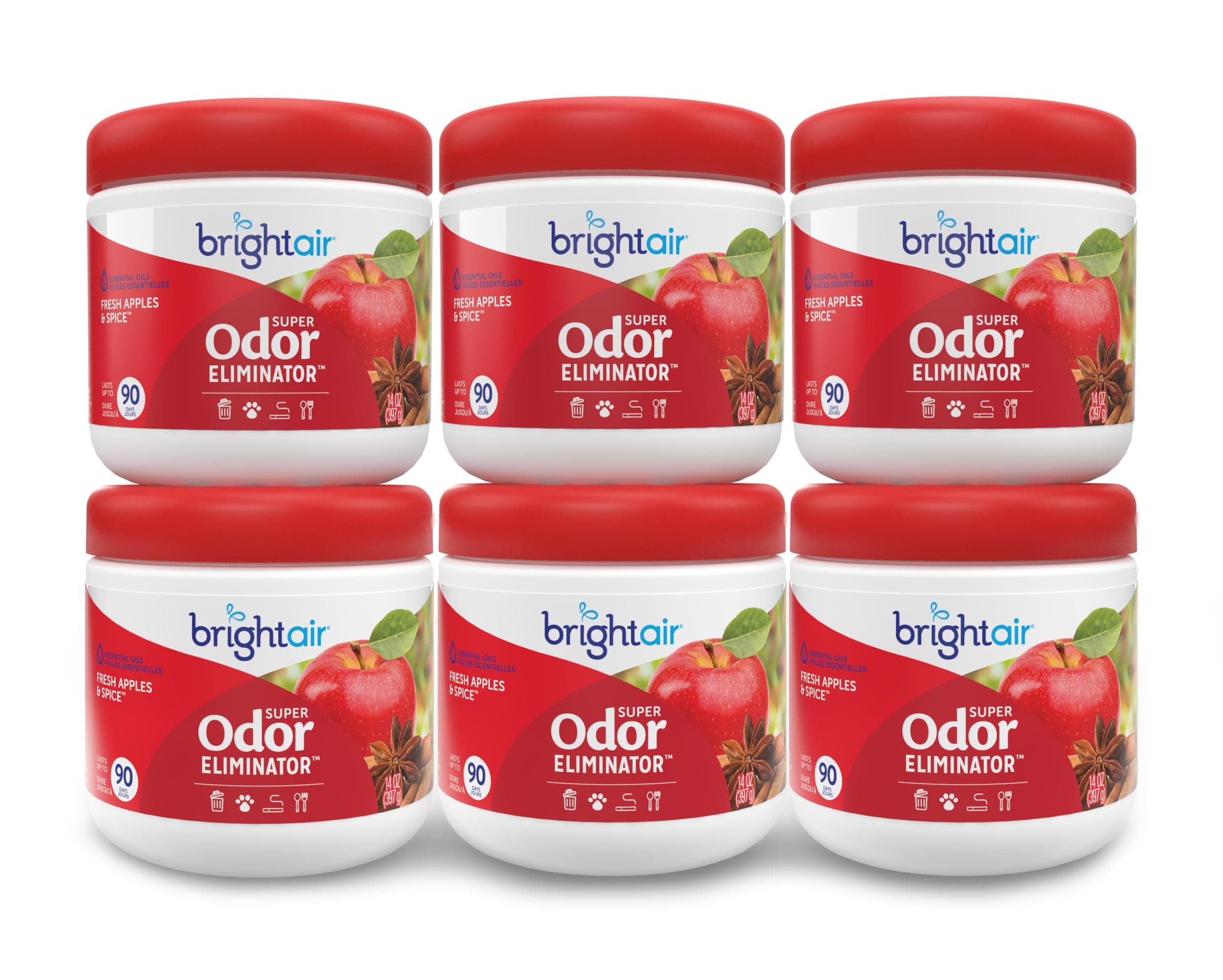 14 oz. Super Odor Eliminator, for Medium-Size Spaces, Fresh Apples & Spice Scent, Case of 6, Lasts Up to 90 Days Each