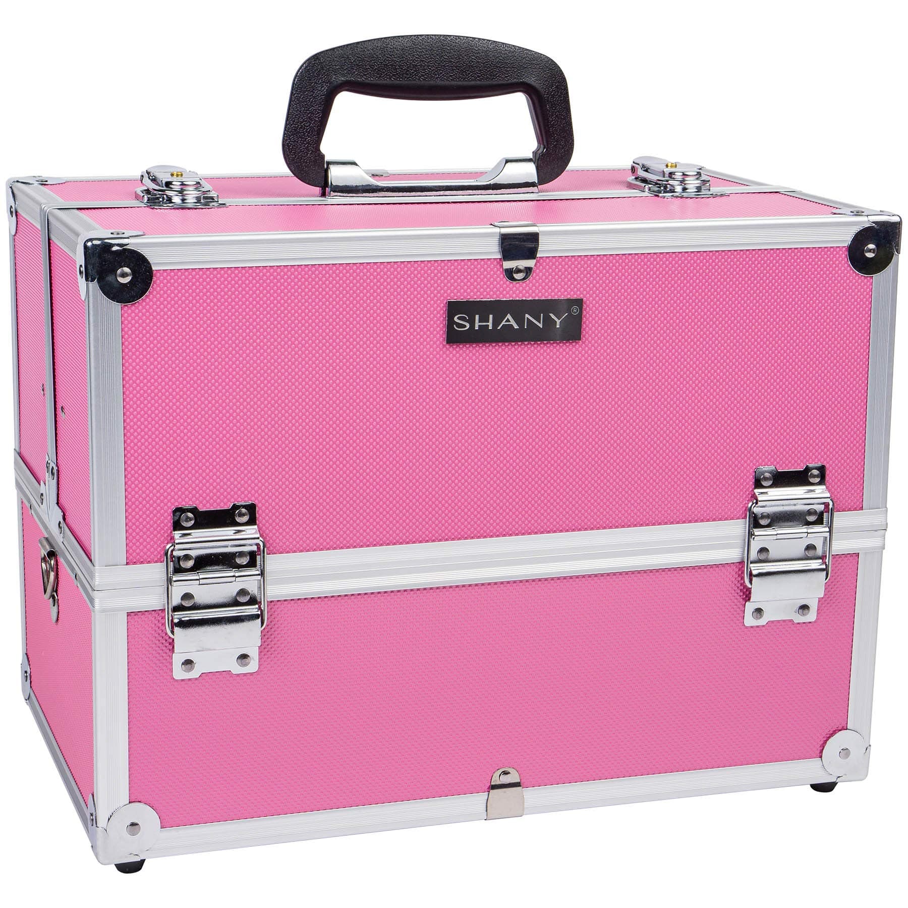 Essential Pro Makeup Train Case with Shoulder Strap and Locks - Pink