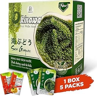 NAMISO OKINAWA Organic Sea Grapes, Organic Seaweed, Umibudo, Green Caviar, Dehyrated lato, Seagrapes , Superfood - Enhance Health, Boosting Immune System (3.5 Oz (Pack of 5), 1 box)