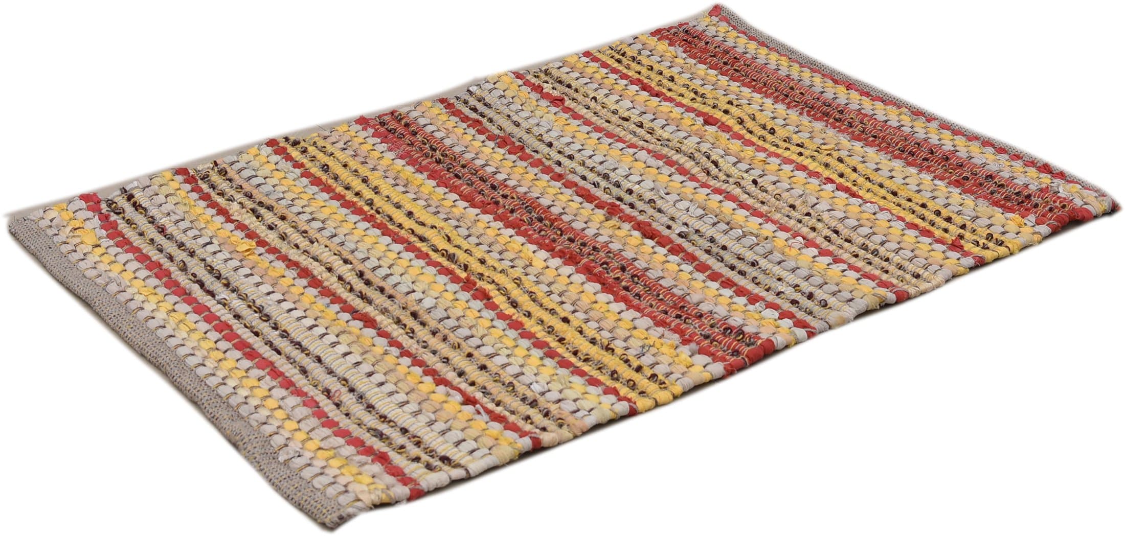 2 x 3 feet Cotton Rag rug 7 color options, handmade heavy woven ,Premium quality branded Chindi rug by La Vivien (2 x 3, Yellow Multi)