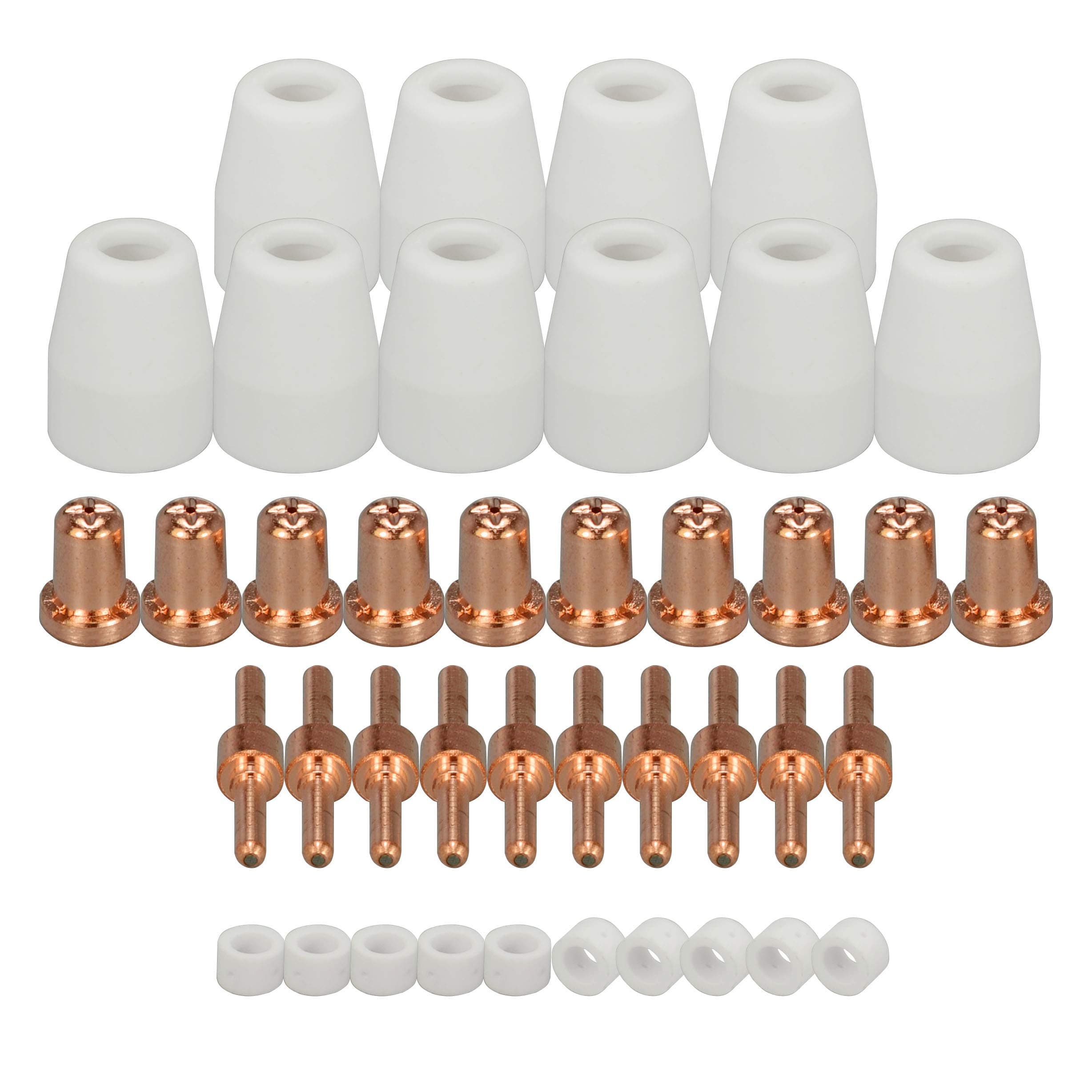 – RIVERWELD L-TEC PT-31 JG-40 WSD-LG40 Plasma Electrode 18205L Tips Nozzle Extended 18866L Shroud Shield Cup 18204 Kit Fit Cut 50D 50 40 Plasma Cutter Torch 40pcs