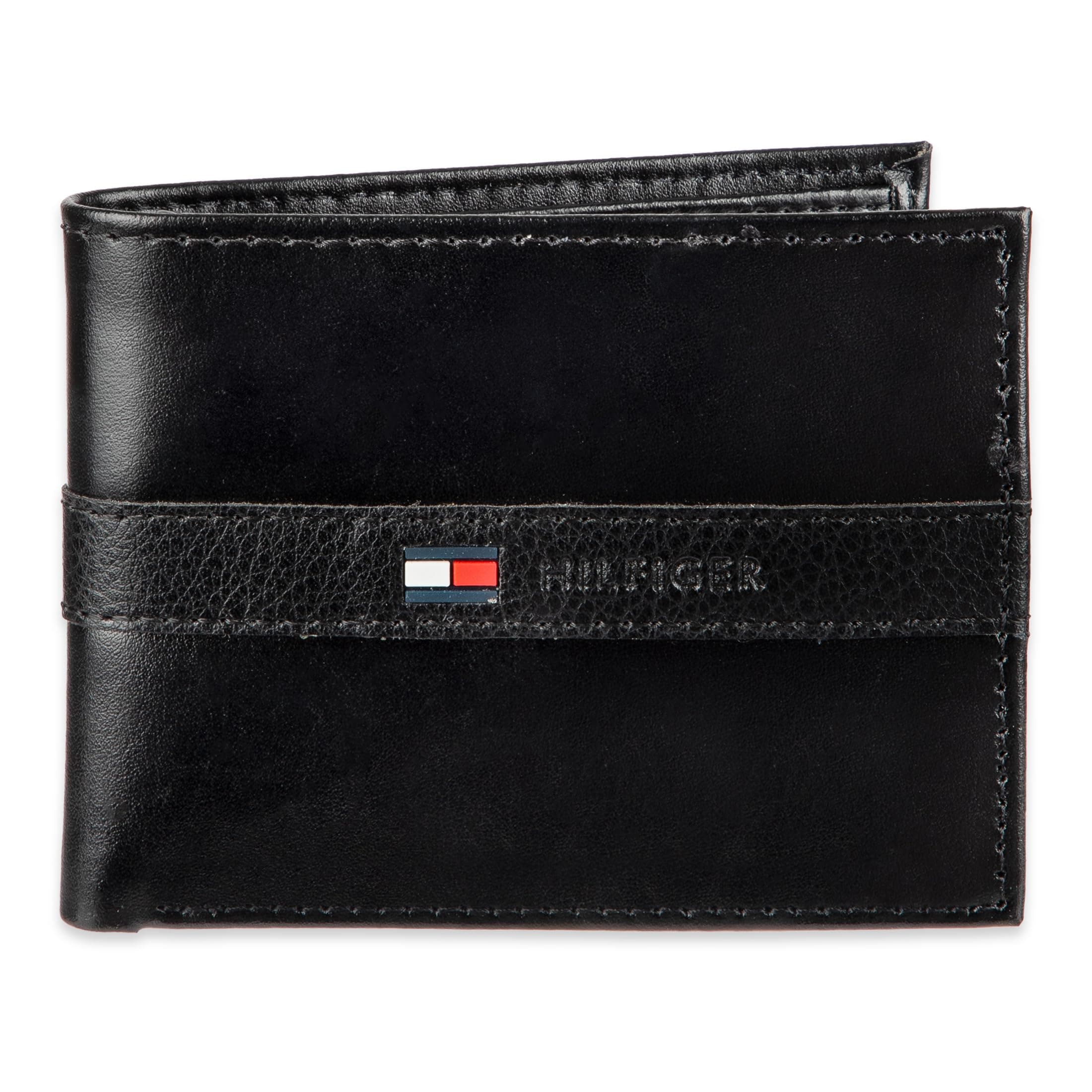 Tommy Hilfiger Men's RFID Blocking 100 Percent Leather Slimfold Wallet Bi-Fold, Tan Zed, One Size