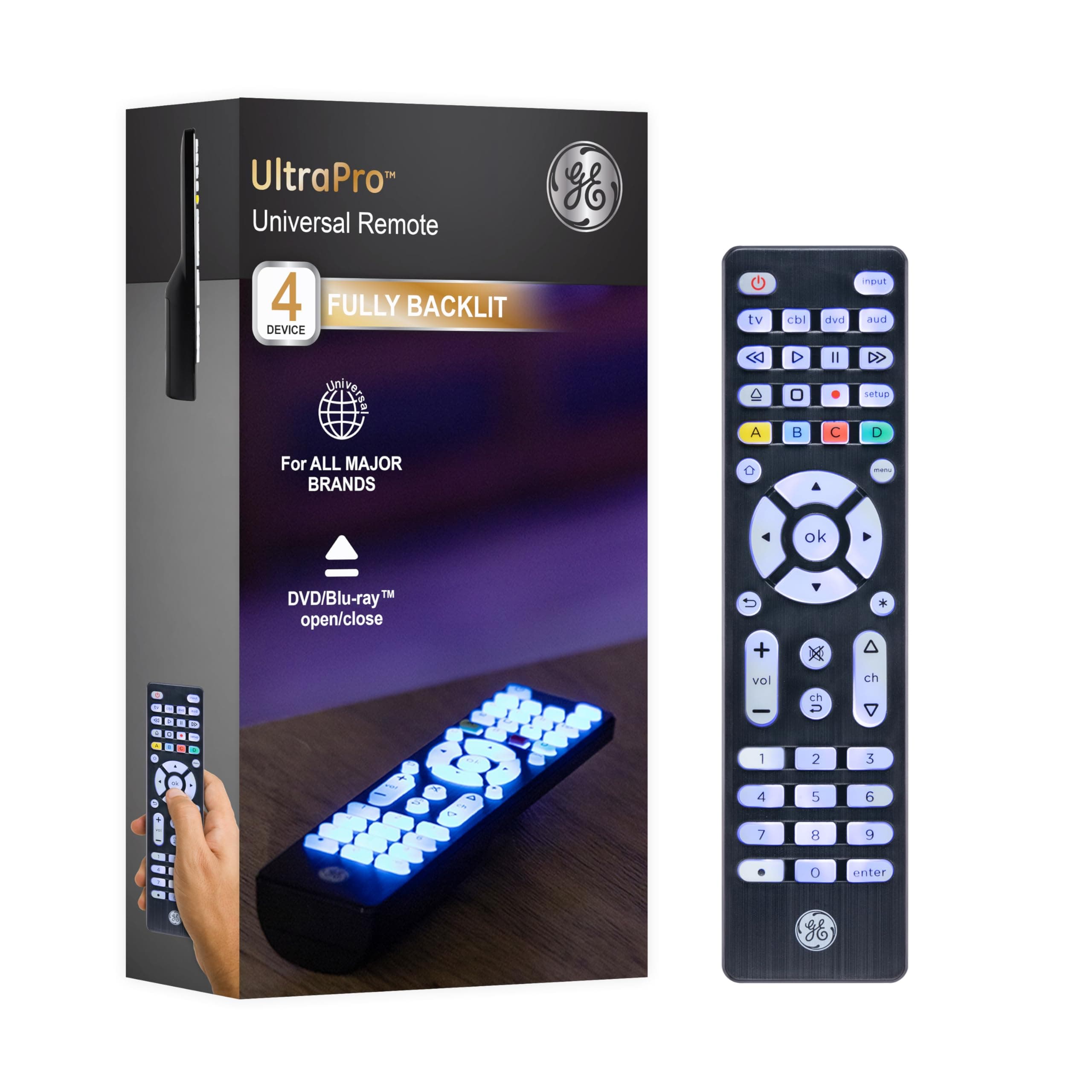 Black Backlit GE Universal Remote Control
