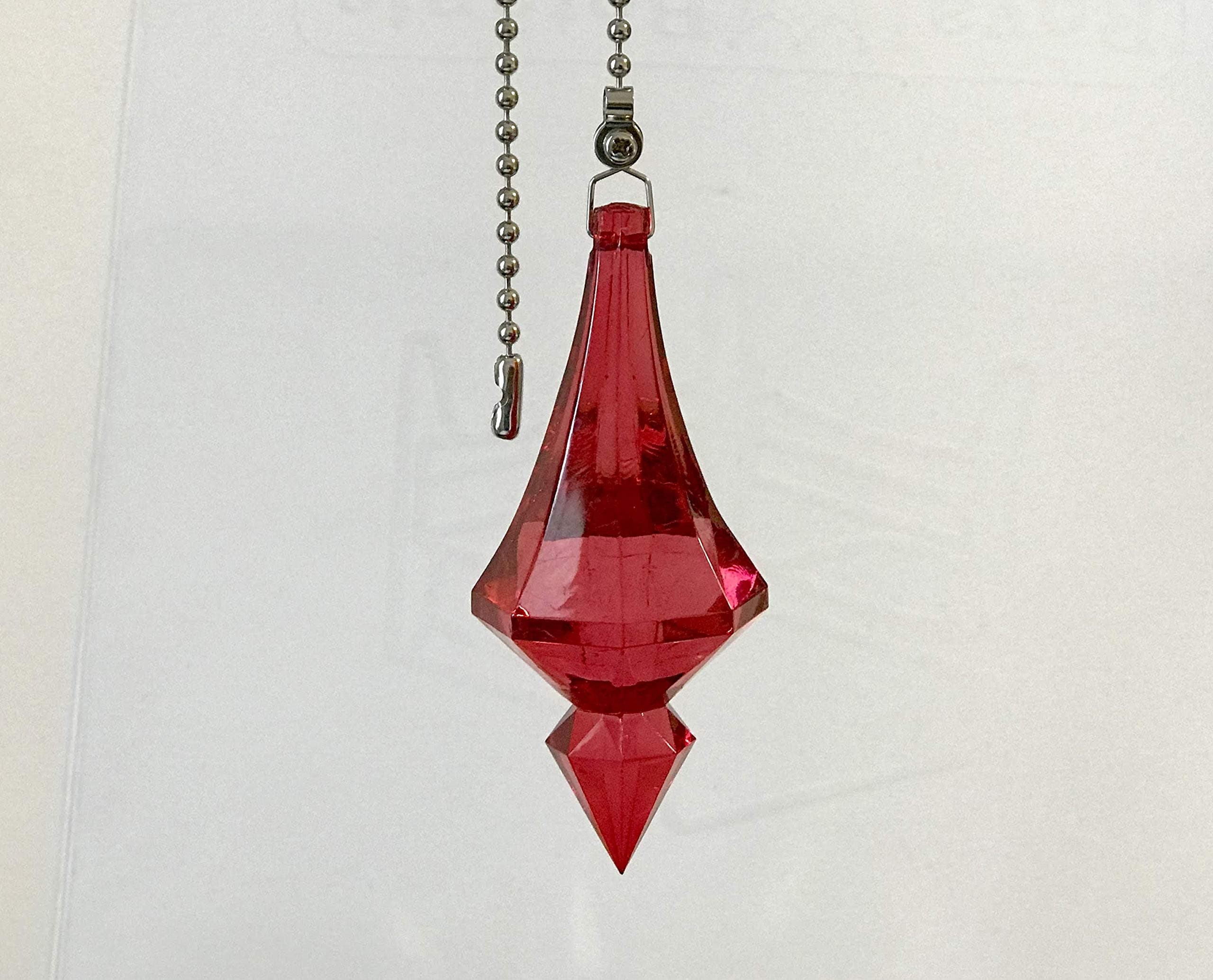 2 of Acrylic Crystal Spear Ceiling Lighting Fan Pulls-red