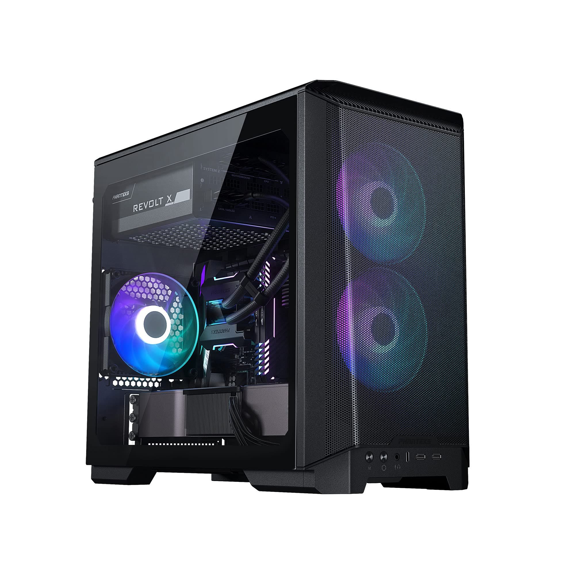 Eclipse P200A Mini-ITX Tower Glass Computer Case/Gaming Cabinet - Black | Support Mini ITX, Mini DTX | Pre-Installed 2 x 120 mm D-RGB PWM Fans in Front - PH-EC200ATG_DBK01