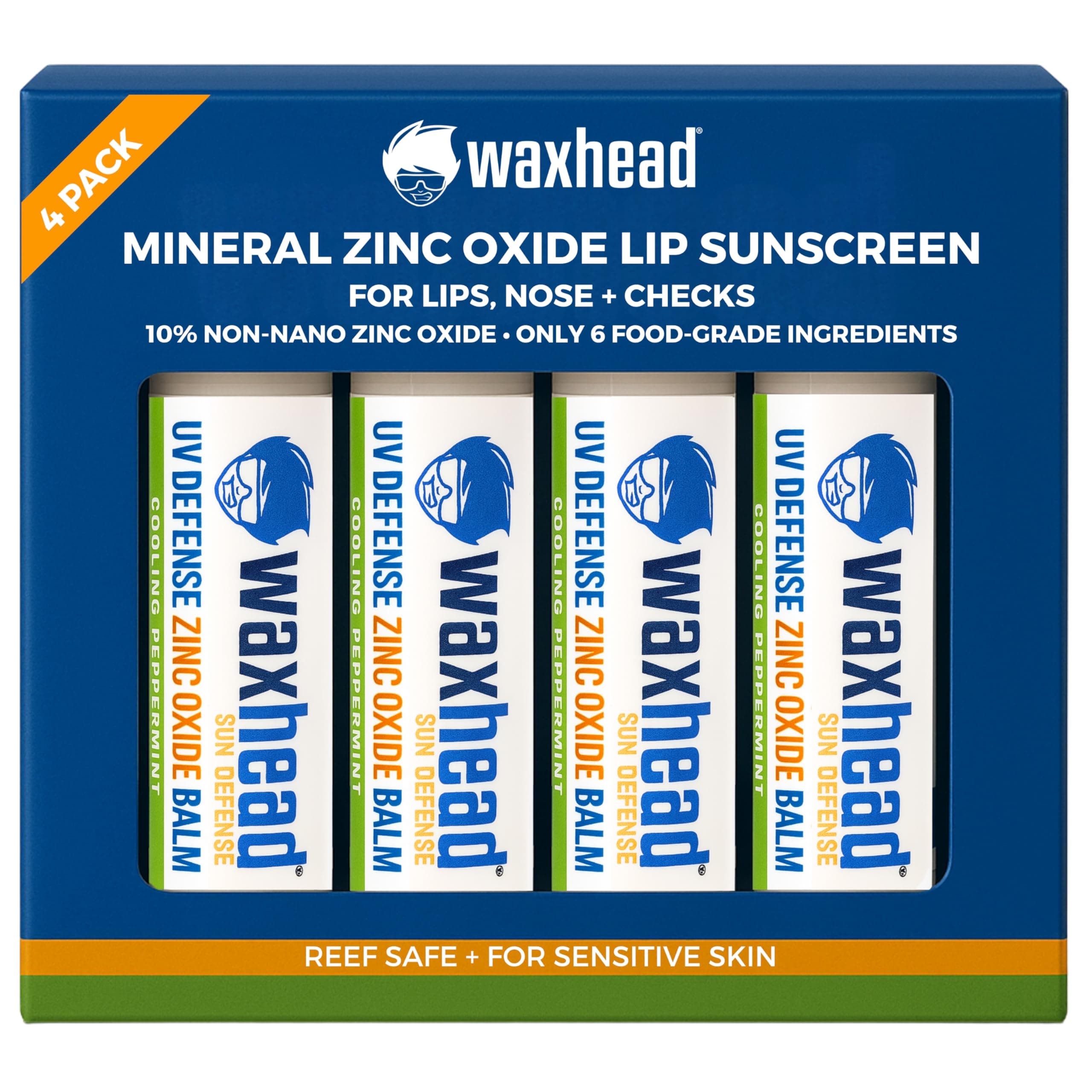 - Waxhead Zinc Oxide Lip Balm SPF – Lip Sunscreen Chapstick with Non Nano Zinc Oxide, Mineral Sun Protection for Sensitive Skin, Kids & Adults, Reef-Safe (Mint 4 Pack)