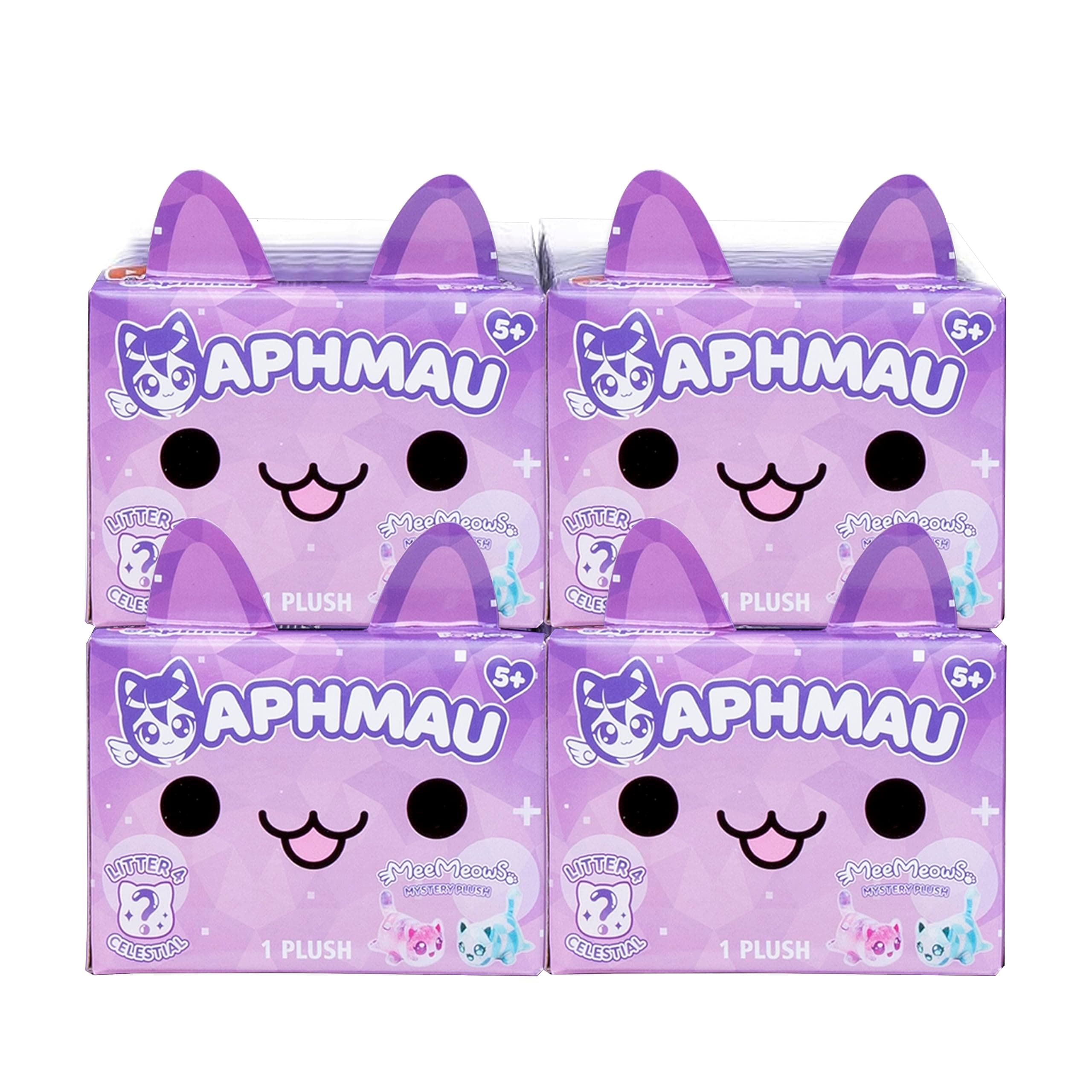 Aphmau Mini Mystery 6" Plush - Celestial Collection - 4 Pack; YouTube Gaming Channel, Blind Box, 4 of 8 Unique Possible Unicorn MeeMeows, Official Merch
