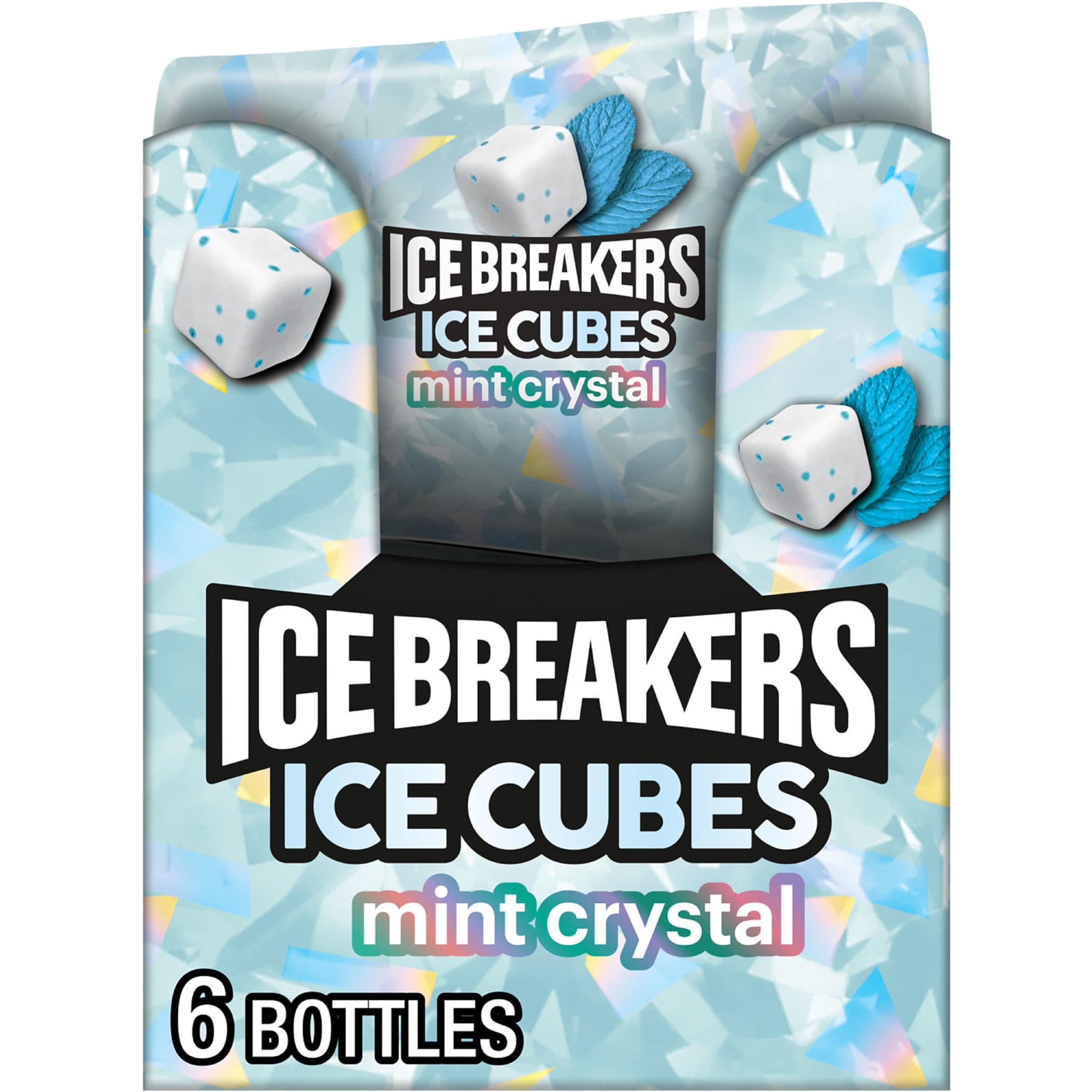 Ice Cubes Mint Crystal Sugar Free Chewing Gum Bottles, 3.24 oz (6 Count, 40 Pieces)