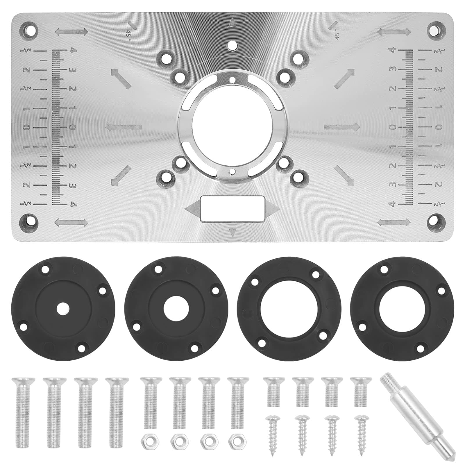Router Table Plate Yefun 700C Aluminum Router Table Insert Plate + 4 Rings Screws for Woodworking Benches, 235mm x 120mm x 8mm((9.3''x4.7''x 0.3'')