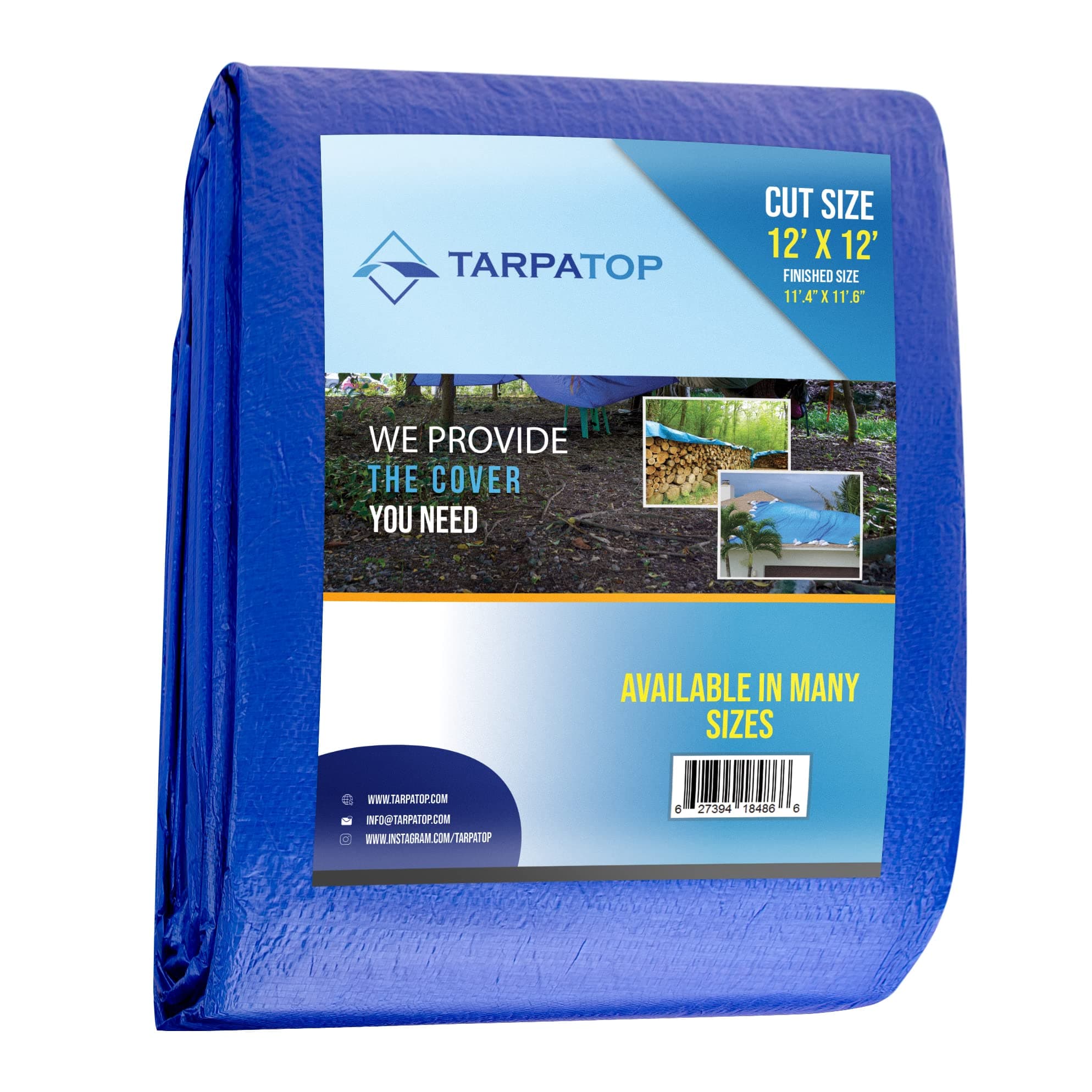 12'x12' Blue Multi-purpose 6ml Waterproof Poly Tarp Cover with Tent Shelter Camping Tarpaulin By Prime Tarps