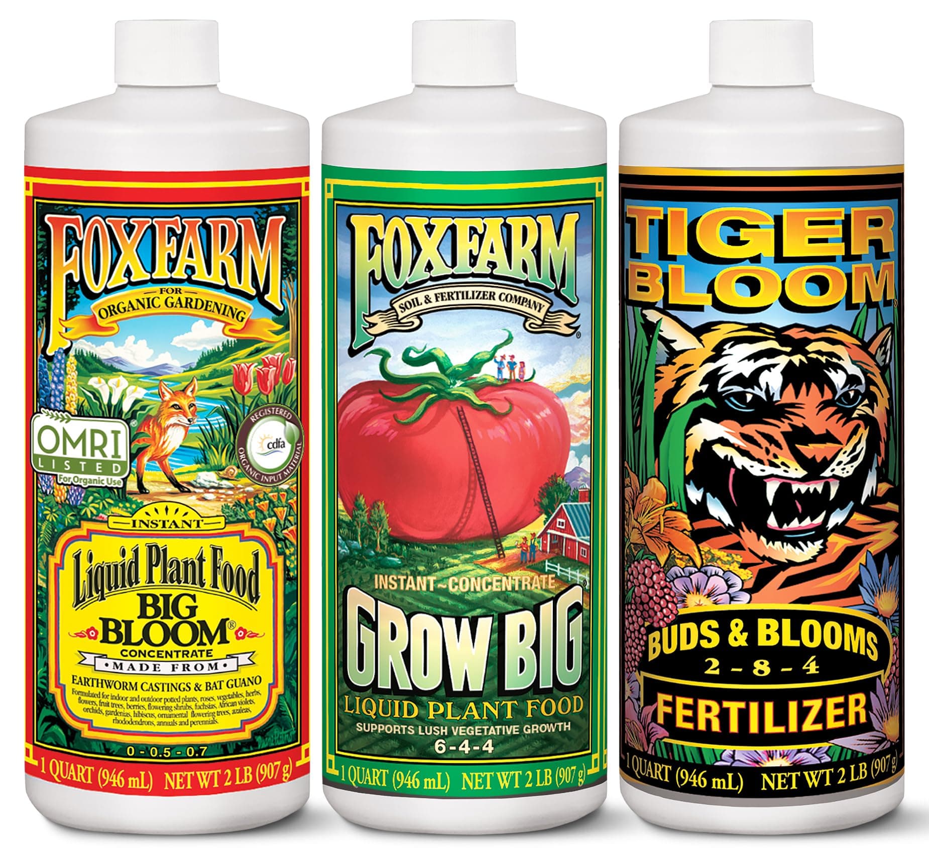 Fox Farm FX14049 Liquid Nutrient Trio Soil Formula: Big Bloom, Grow Big, Tiger Bloom (Pack of 3 - 32 oz. bottles)
