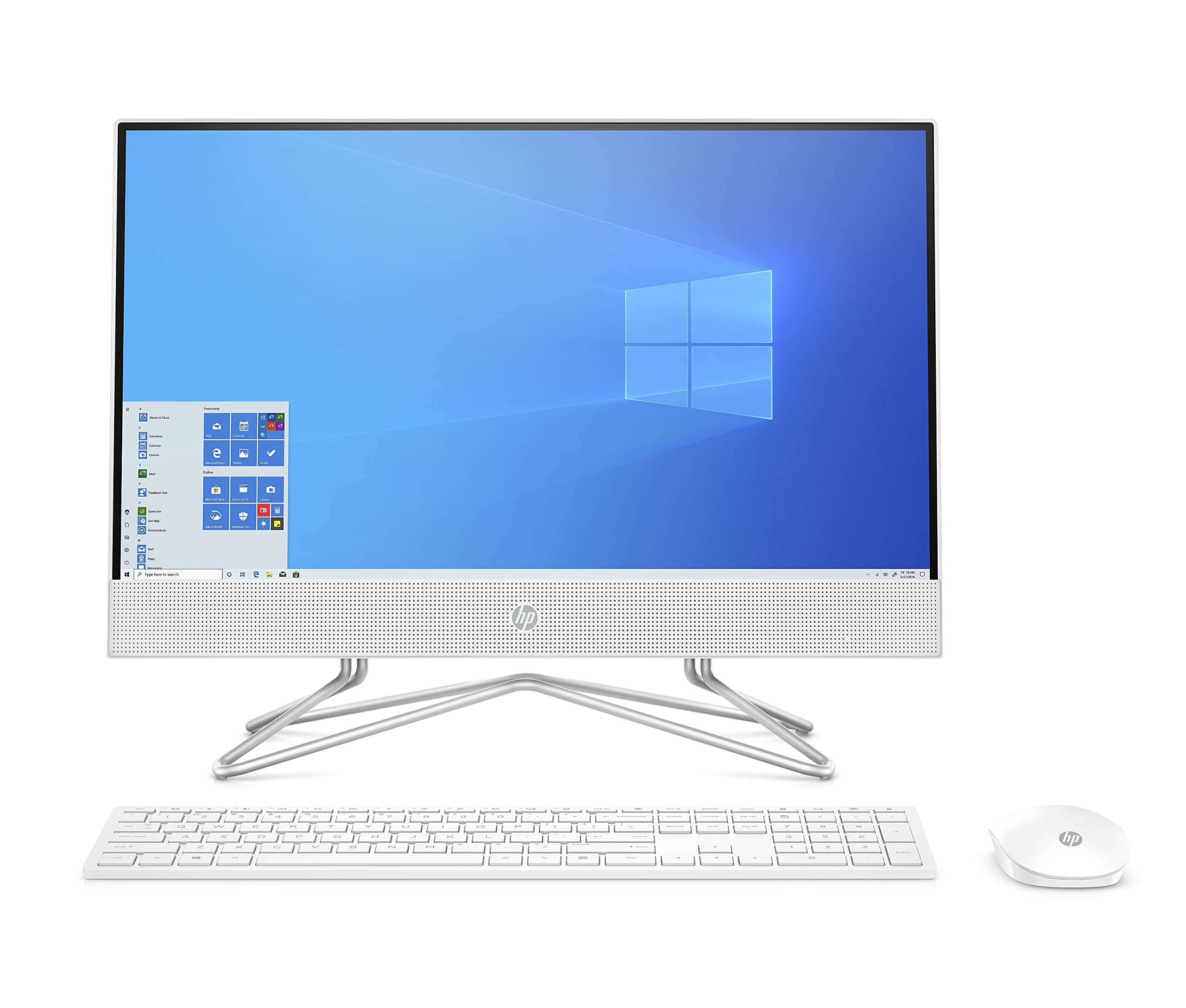 HEWLETT PACKARD HP 21.5" All-in-One Desktop, AMD Athlon Silver 3050U Processor, AMD Radeon Graphics, 4 GB RAM, 128 GB Storage, Windows 10 Home (22-dd0110, 2021), Snow white