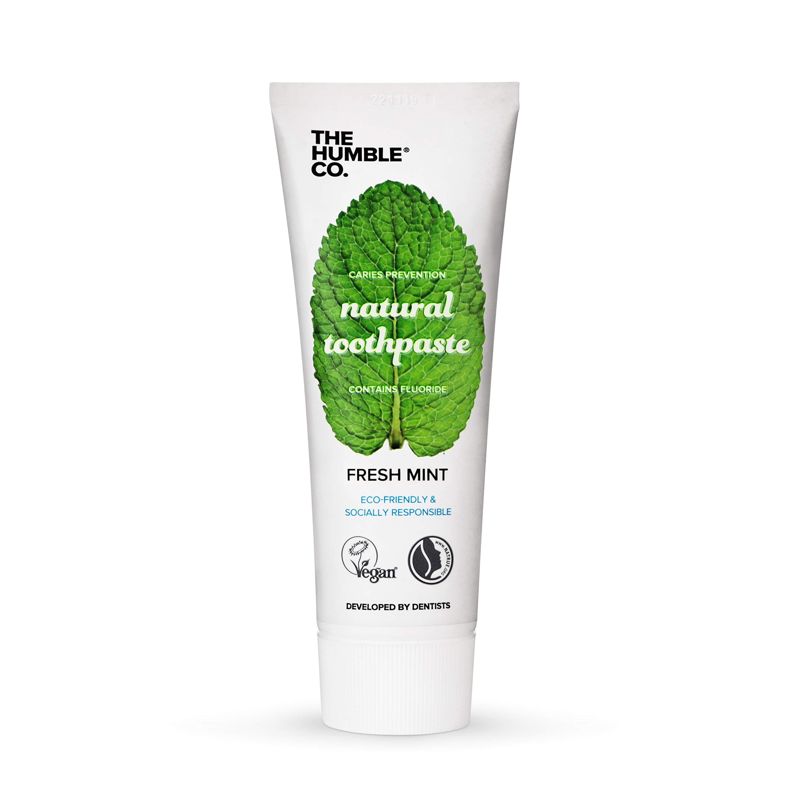 Natural Toothpaste - Fresh Mint - Caries Prevention - Natural Fluoride - Developed by Dentists - Designed in Sweden - Vegan & Cruelty-Free - Eco-Friendly Packaging - 75ml