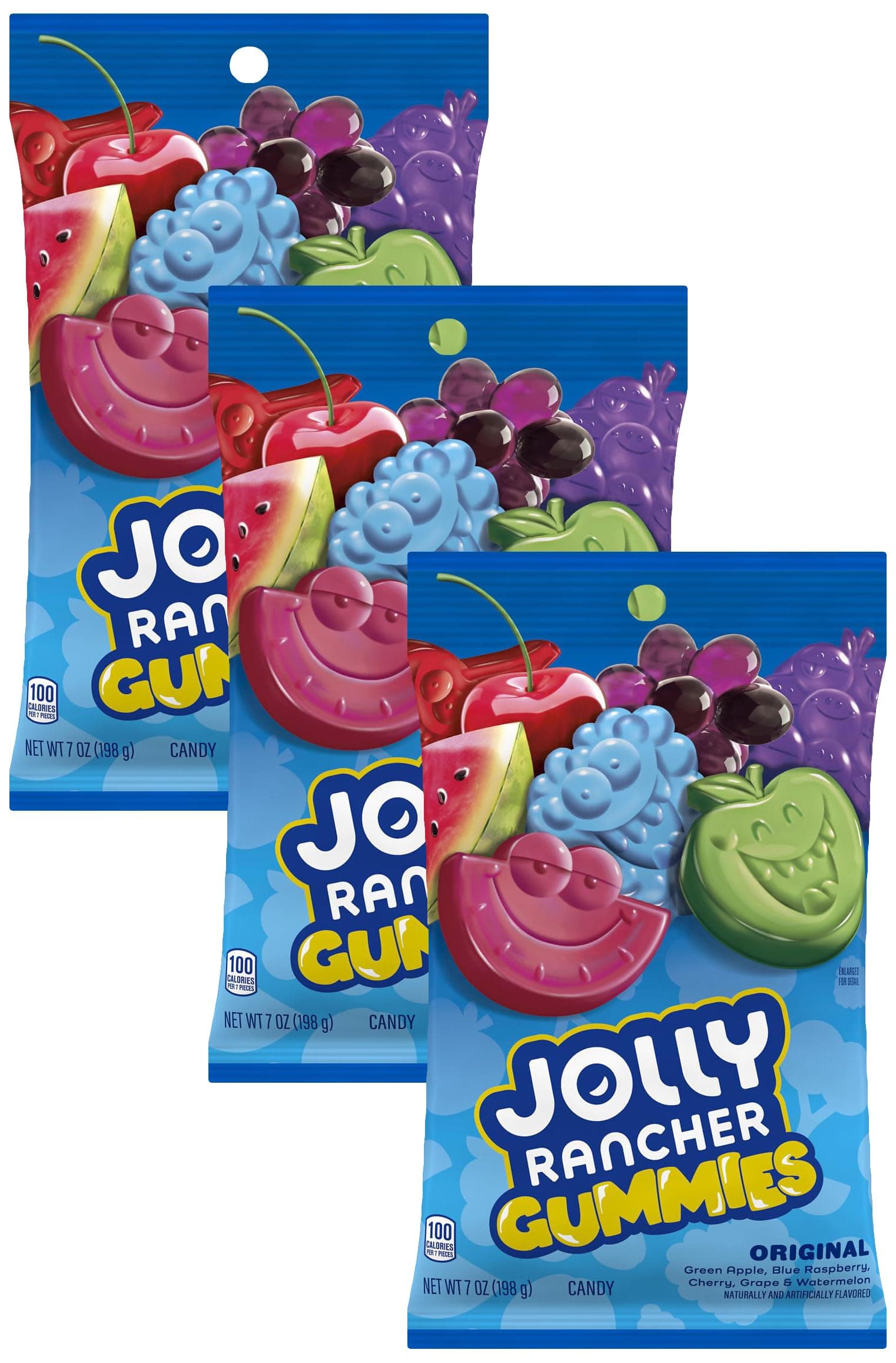 JOLLY RANCHER Gummies Assorted Fruit Flavored Candy Bag, 7 oz (Pack of 3)