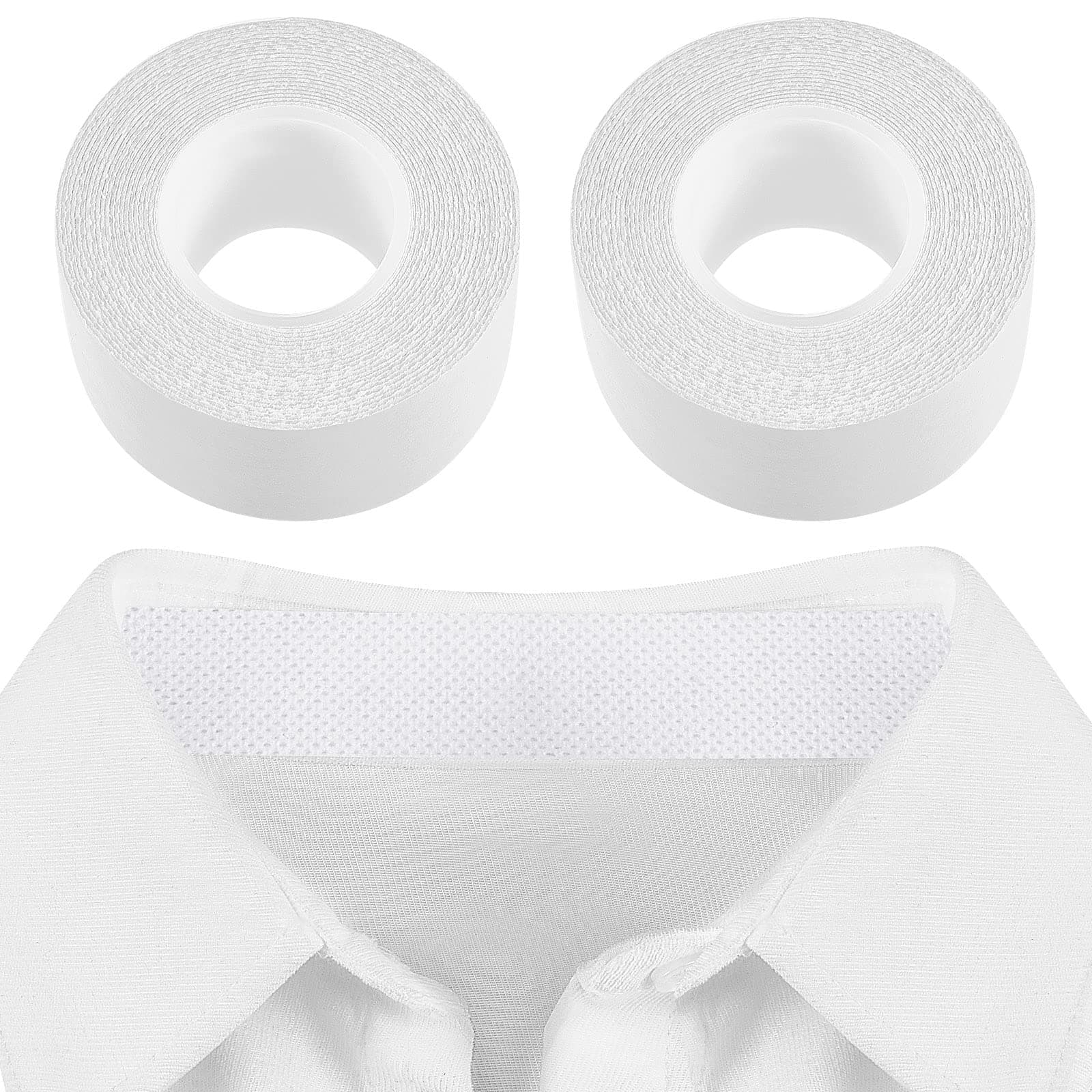 Jecery 2 Rolls 2 Rolls Sweat Pads Collar Protectors for Men Shirts, Disposable White Shirt Neck Tape, Dress Hat Collar Self Adhesive Invisible Liner Patch Against Sweat Stain (1.18 Inch)