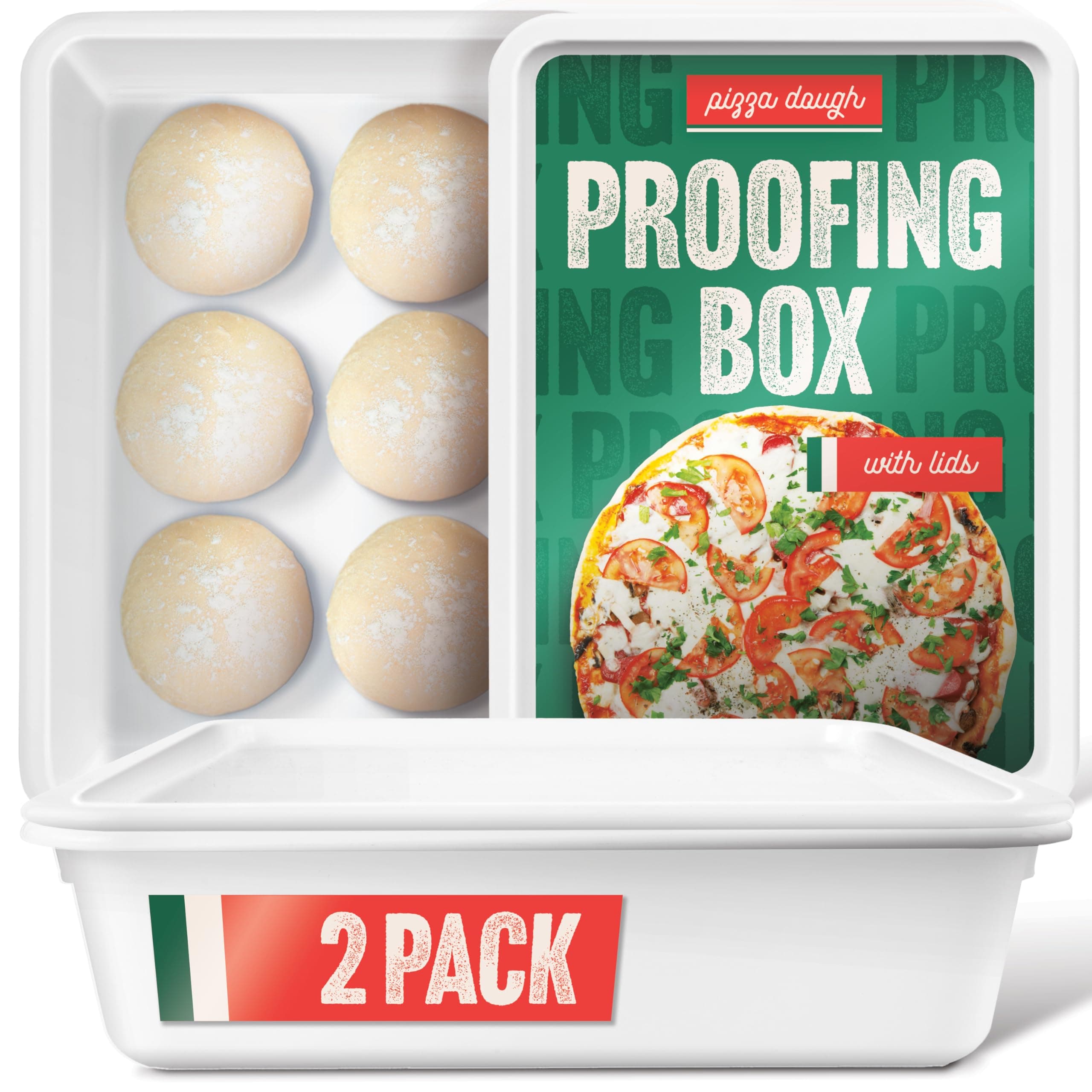 Stock Your Home Dough Proofing Container with Lid (2 Pack) Homemade Bread and Pizza Dough Storage Box for Proofing