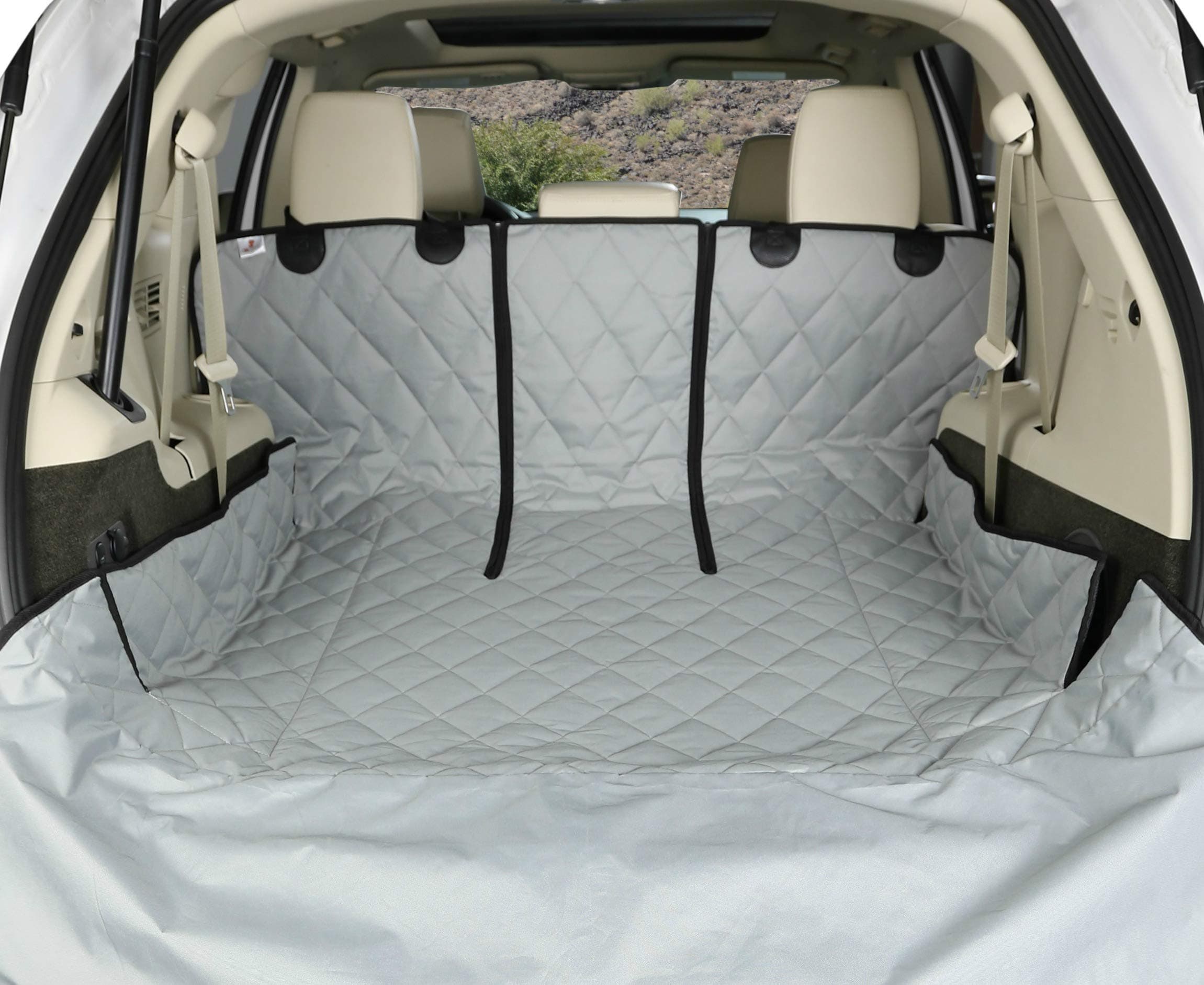 4Knines SUV Cargo Liner for Fold Down Seats - 60/40 Split and Armrest Pass-Through Compatible - USA Based Company (Small, Grey)