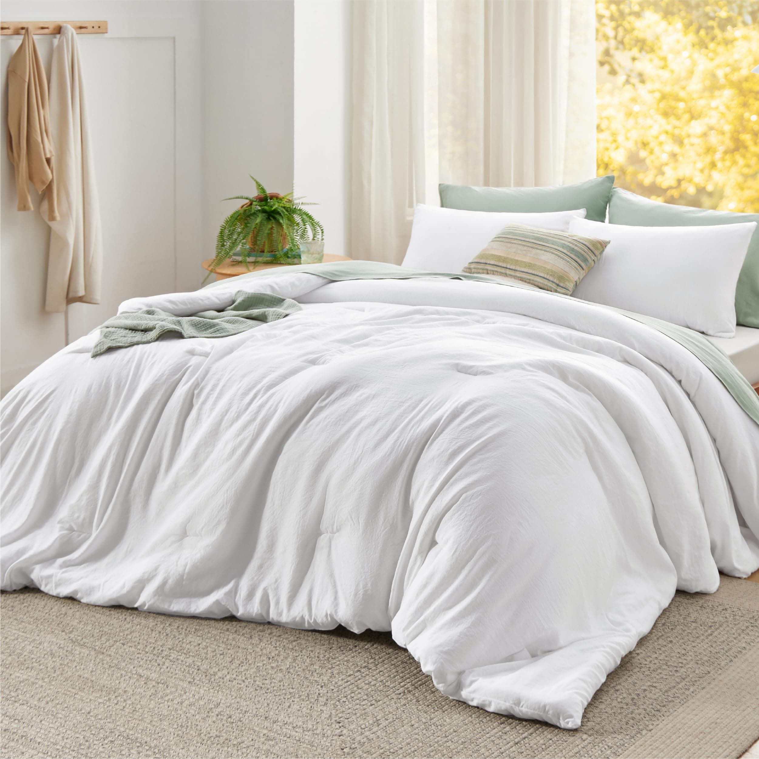 Bedsure Super King Comforter Set, White Soft Prewashed Bedding for All Seasons, 3 Pieces GentleSoft™ Bed Set, 1 Lightweight Comforter (120"x120") and 2 Pillowcases (20"x36")